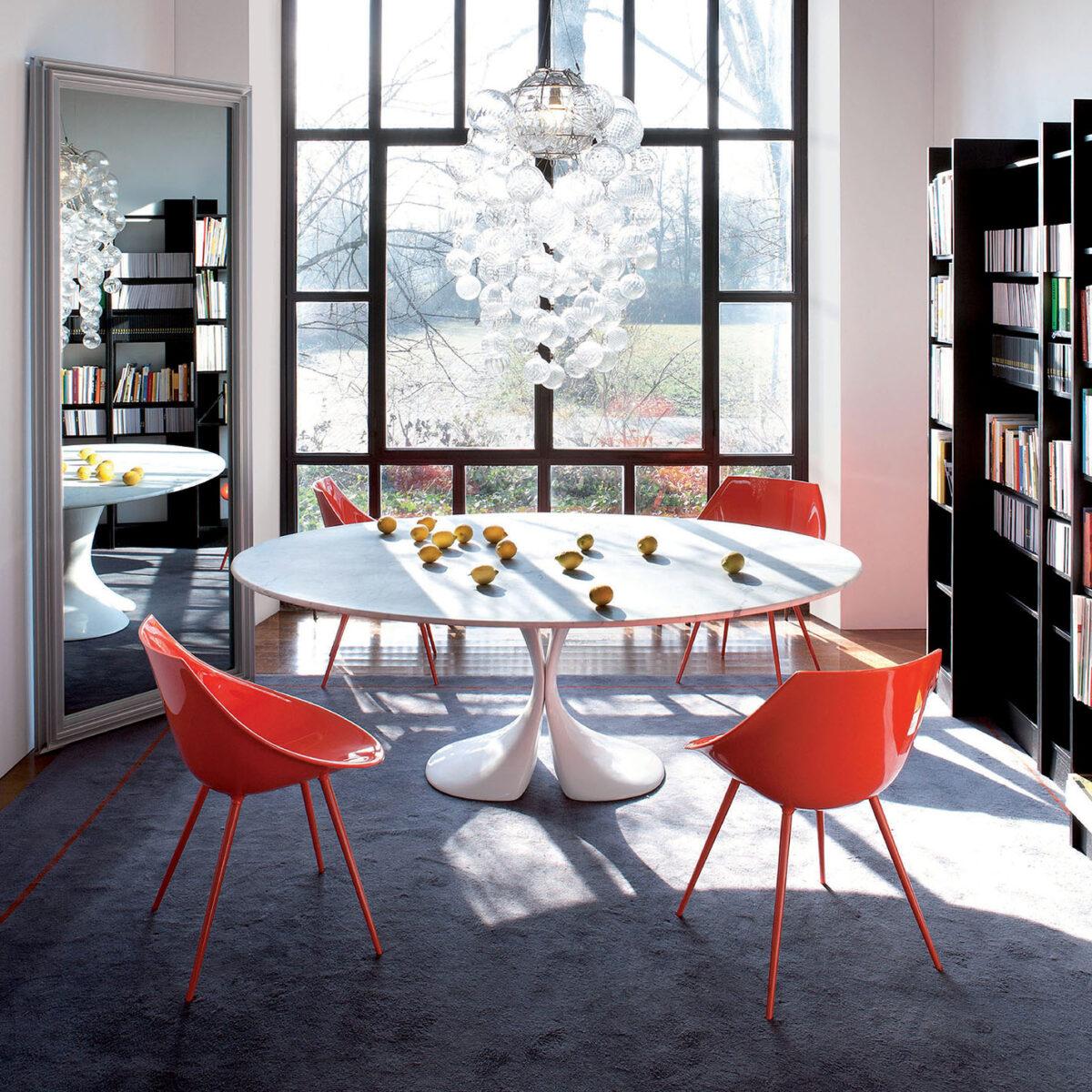 Mesa redonda Didymos con tapa de mármol blanco de Antonia Astori para Driade Moderno en venta