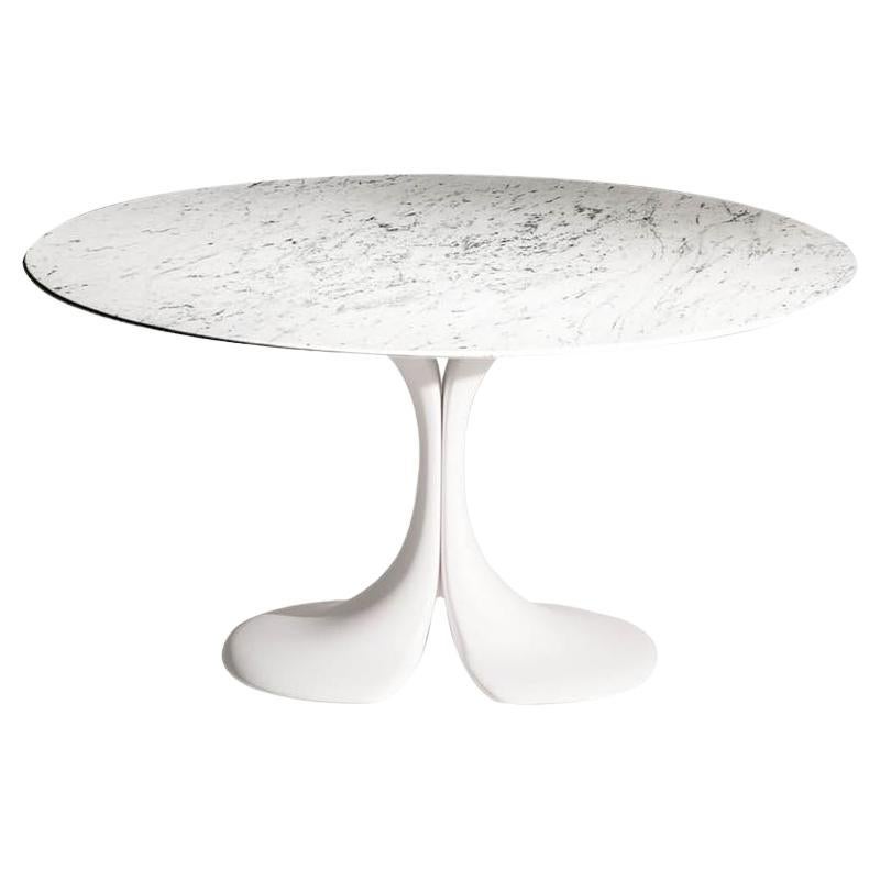 Table Didymos avec plateau en marbre de Carrare et base en cristal de Driade