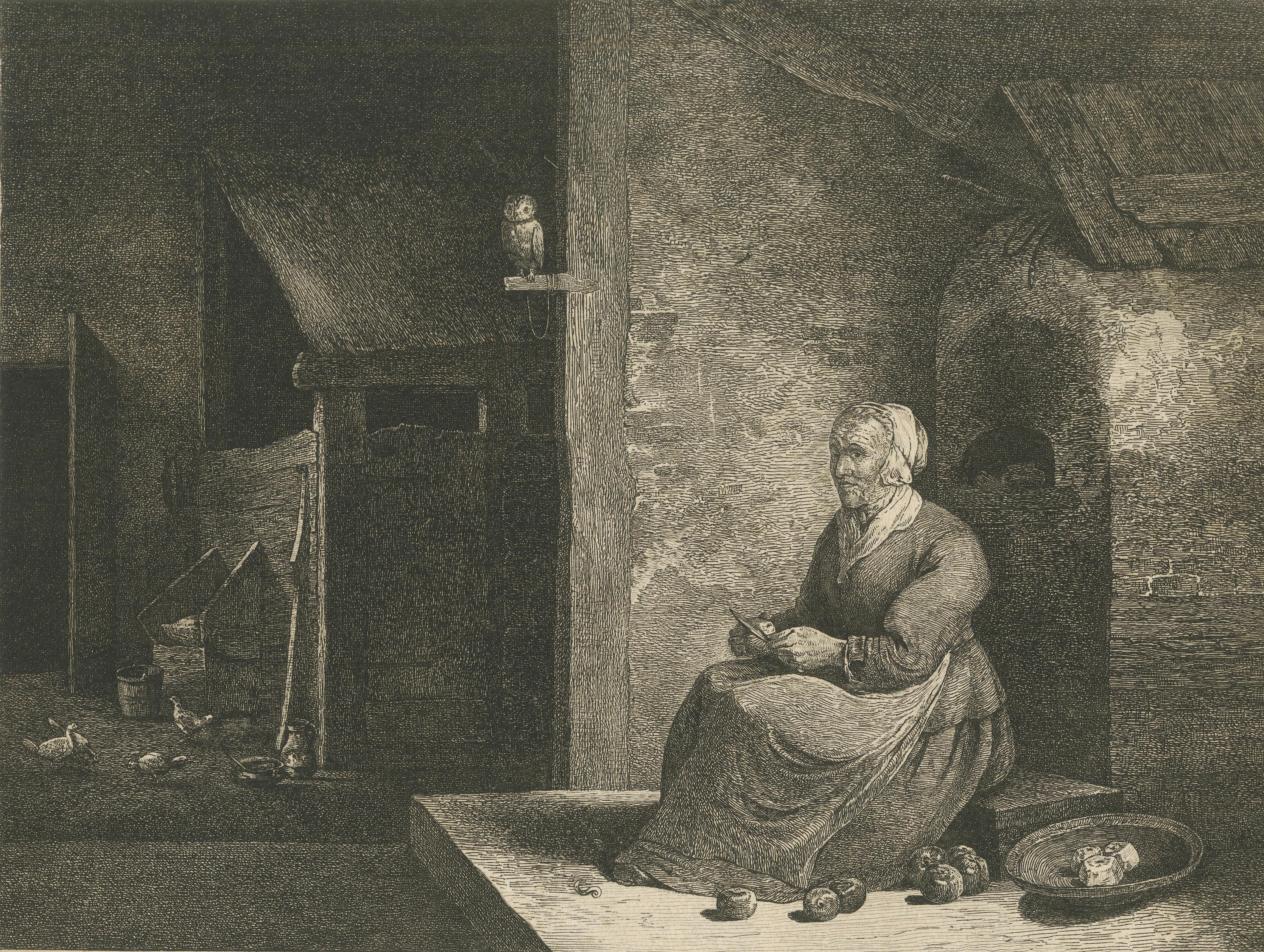 Die Apfelschälerin — Peasant Interior after David Teniers, Morgenstern, 1802