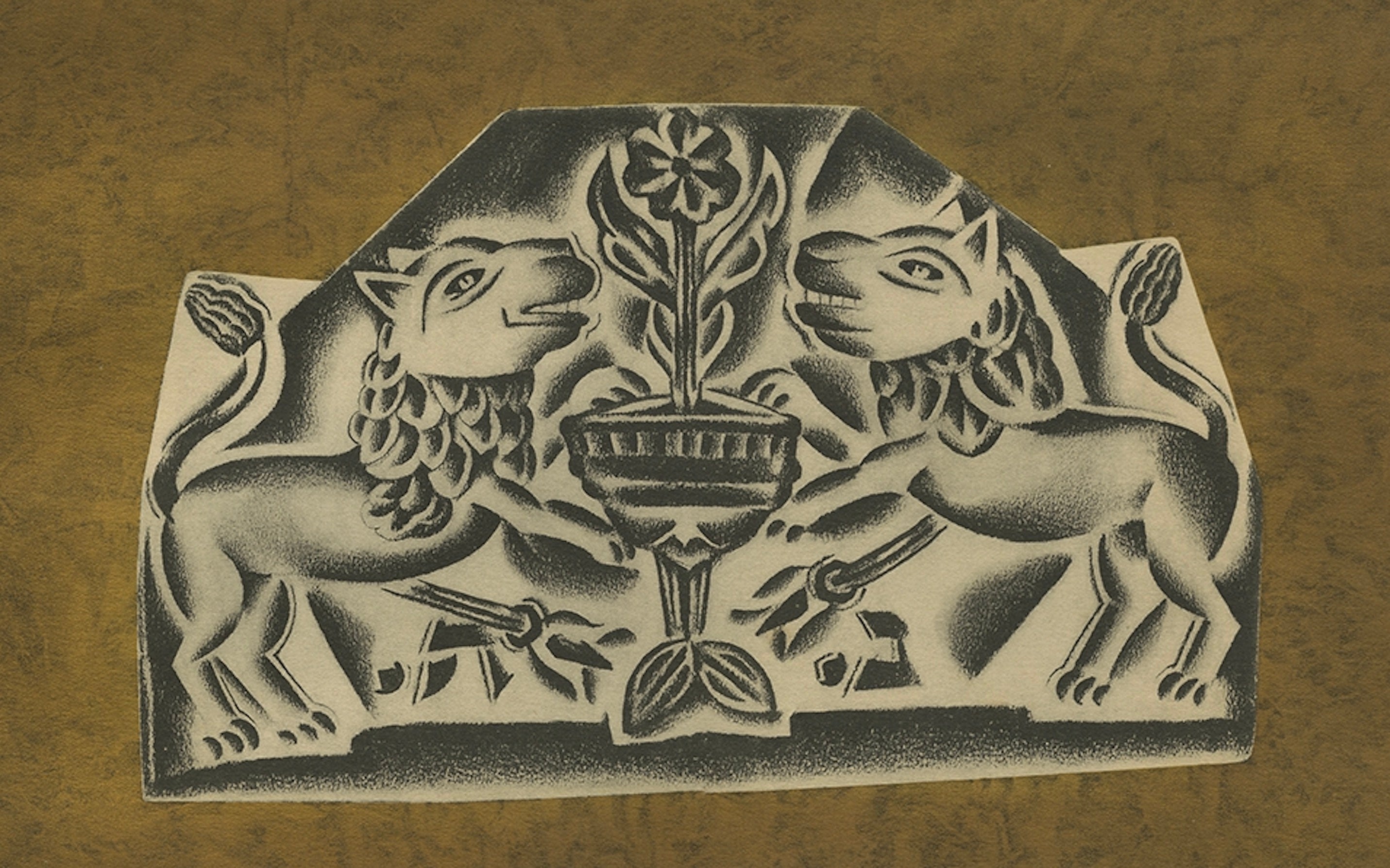 Die Löwen, 1923: Limitierte Auflage einer Lithographie von Nathan Altmann, Jewish Graphics im Zustand „Gut“ im Angebot in Langweer, NL