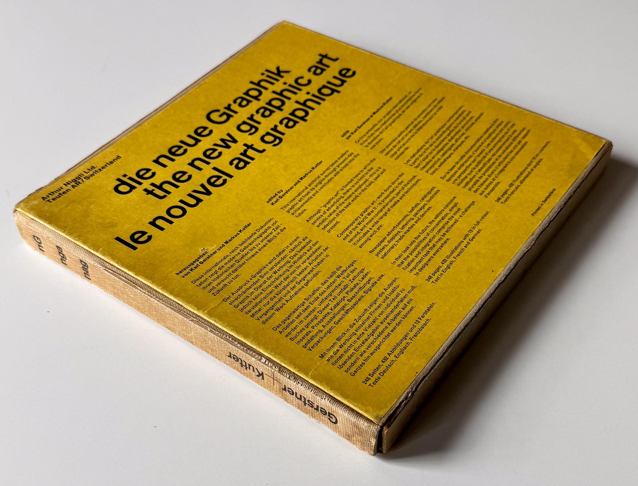 Foundational tome on modern graphic design, tracing the field from its origins in the 19th century through the late 1950’s. Published in 1959 by Arthur Niggli in Switzerland with text in German, English, and French by Karl Gerstner and Markus