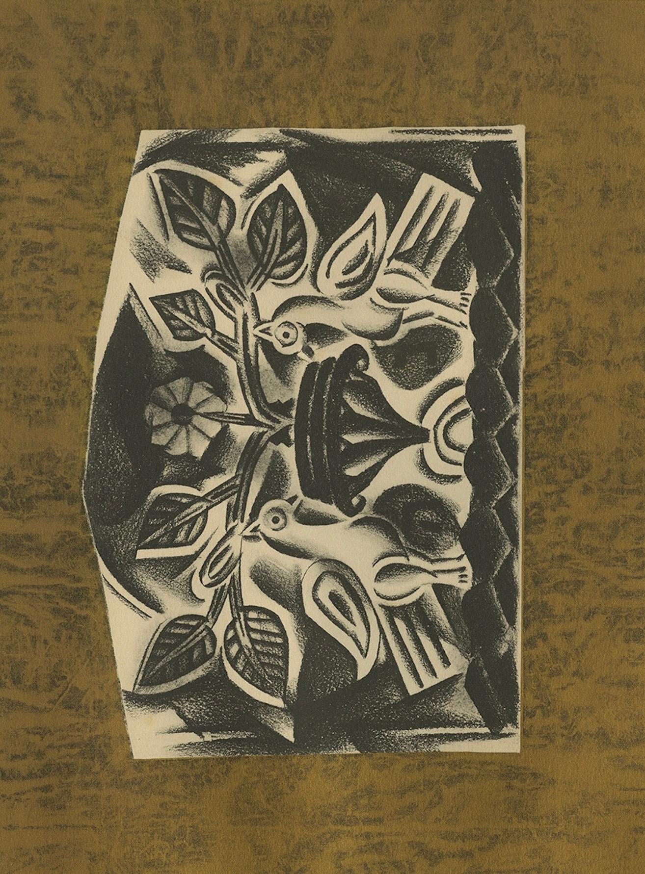 Die Tauben, 1923: Symbolische Tauben-Lithographie von Nathan Altmann (Frühes 20. Jahrhundert) im Angebot