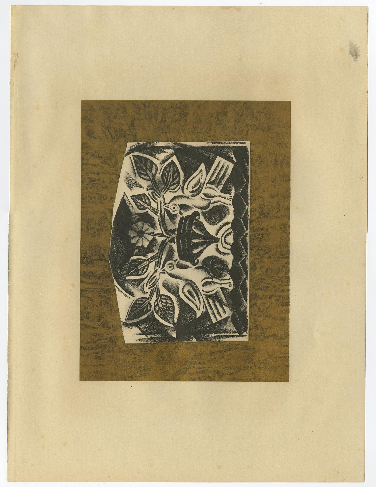 Die Tauben, 1923: Symbolische Tauben-Lithographie von Nathan Altmann im Angebot 1