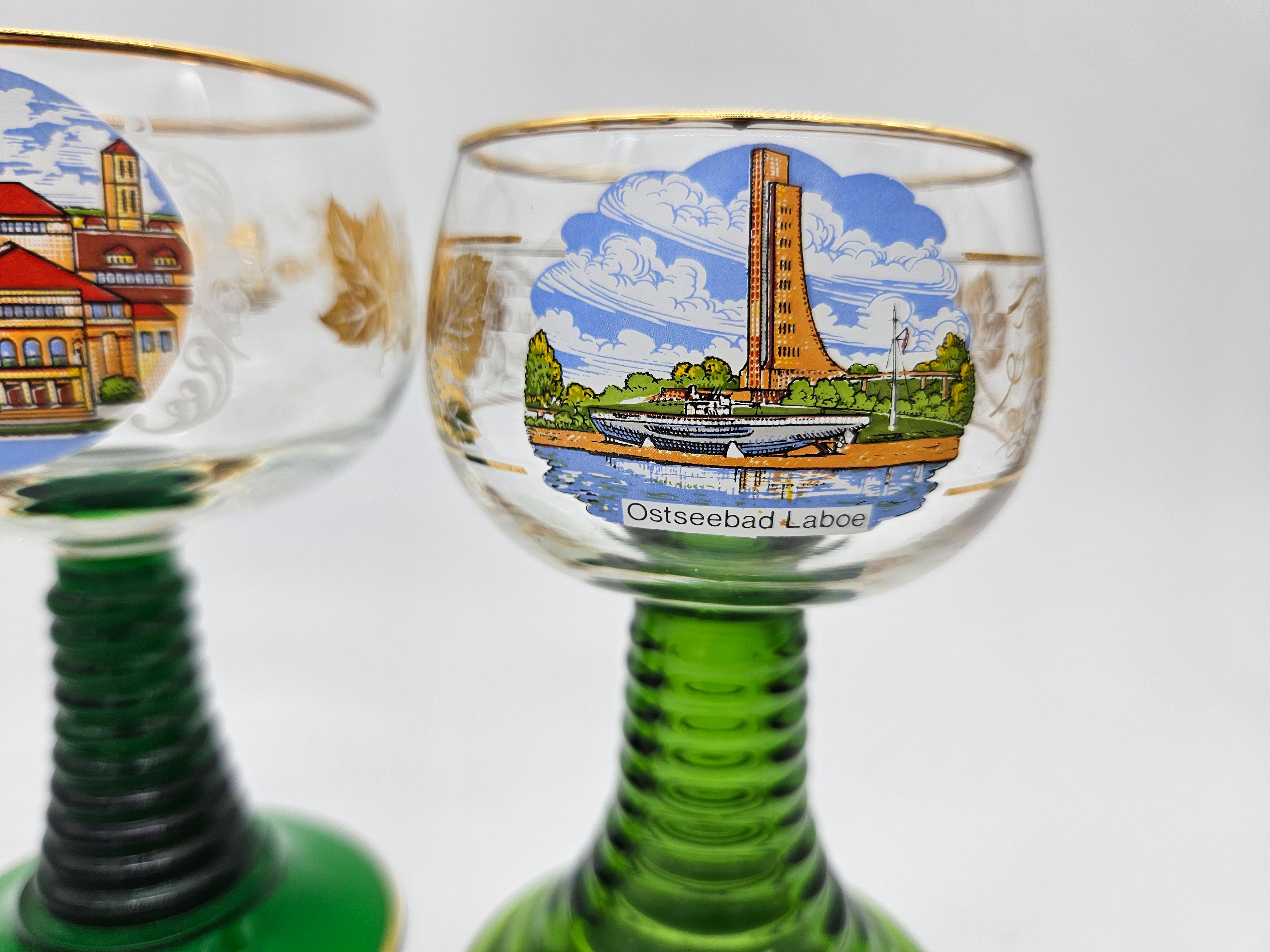 Ten gold and colored decorated glass glasses 20th century Germany For Sale 4