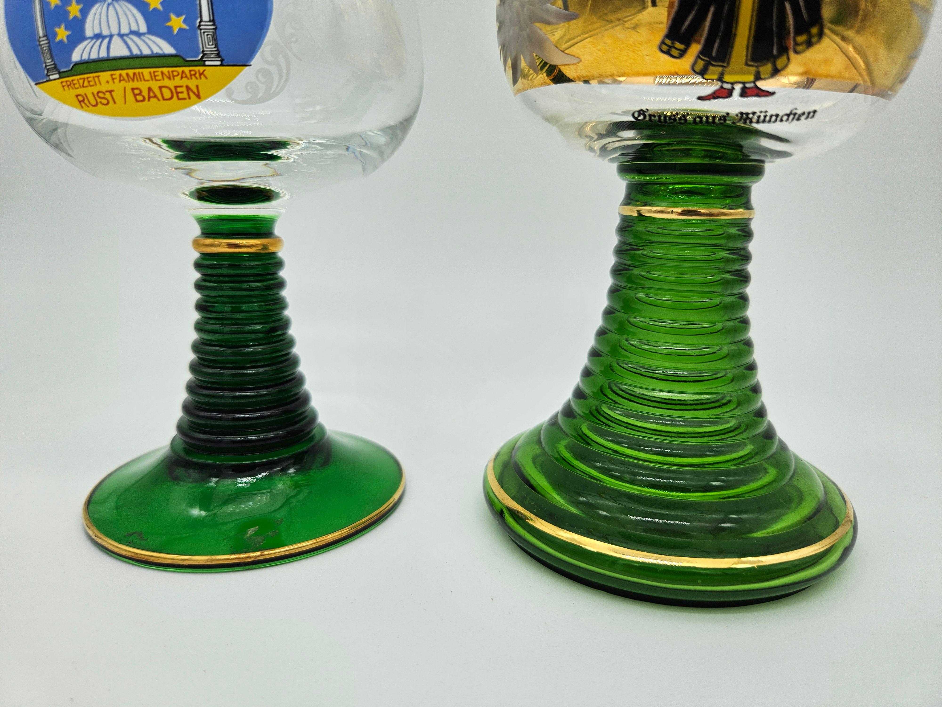 Ten gold and colored decorated glass glasses 20th century Germany For Sale 8