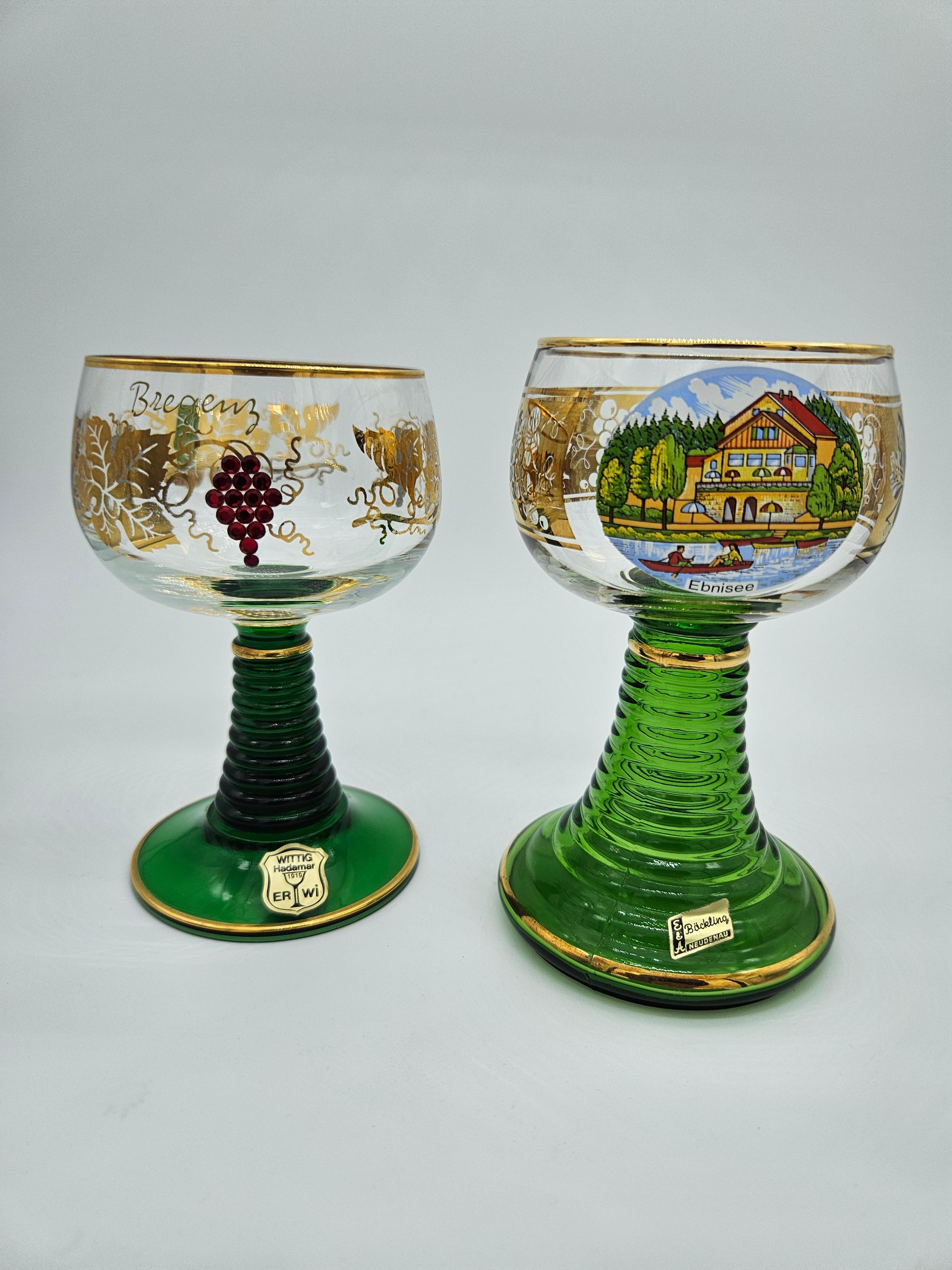Ten gold and colored decorated glass glasses 20th century Germany For Sale 9
