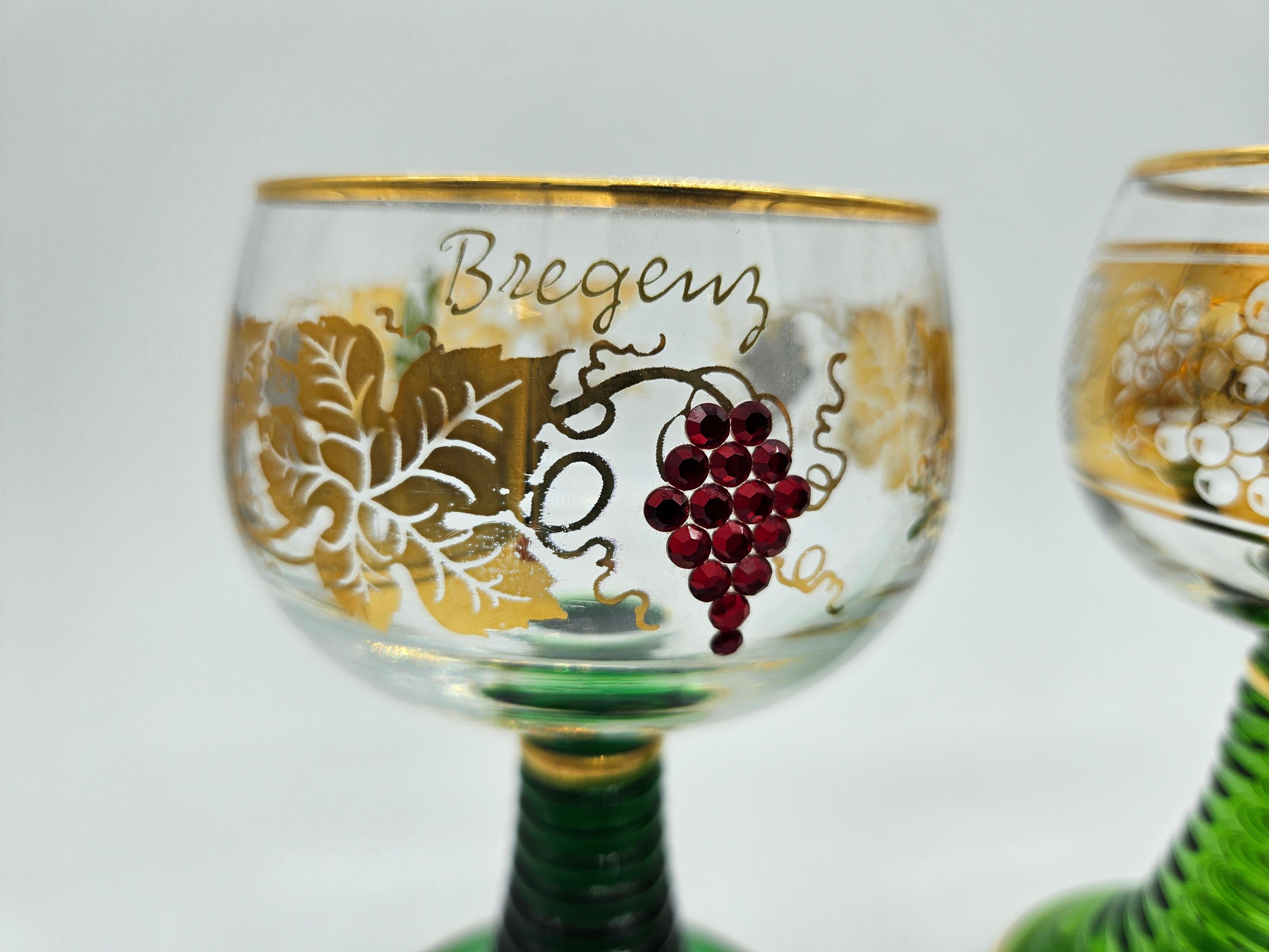 Ten gold and colored decorated glass glasses 20th century Germany For Sale 10