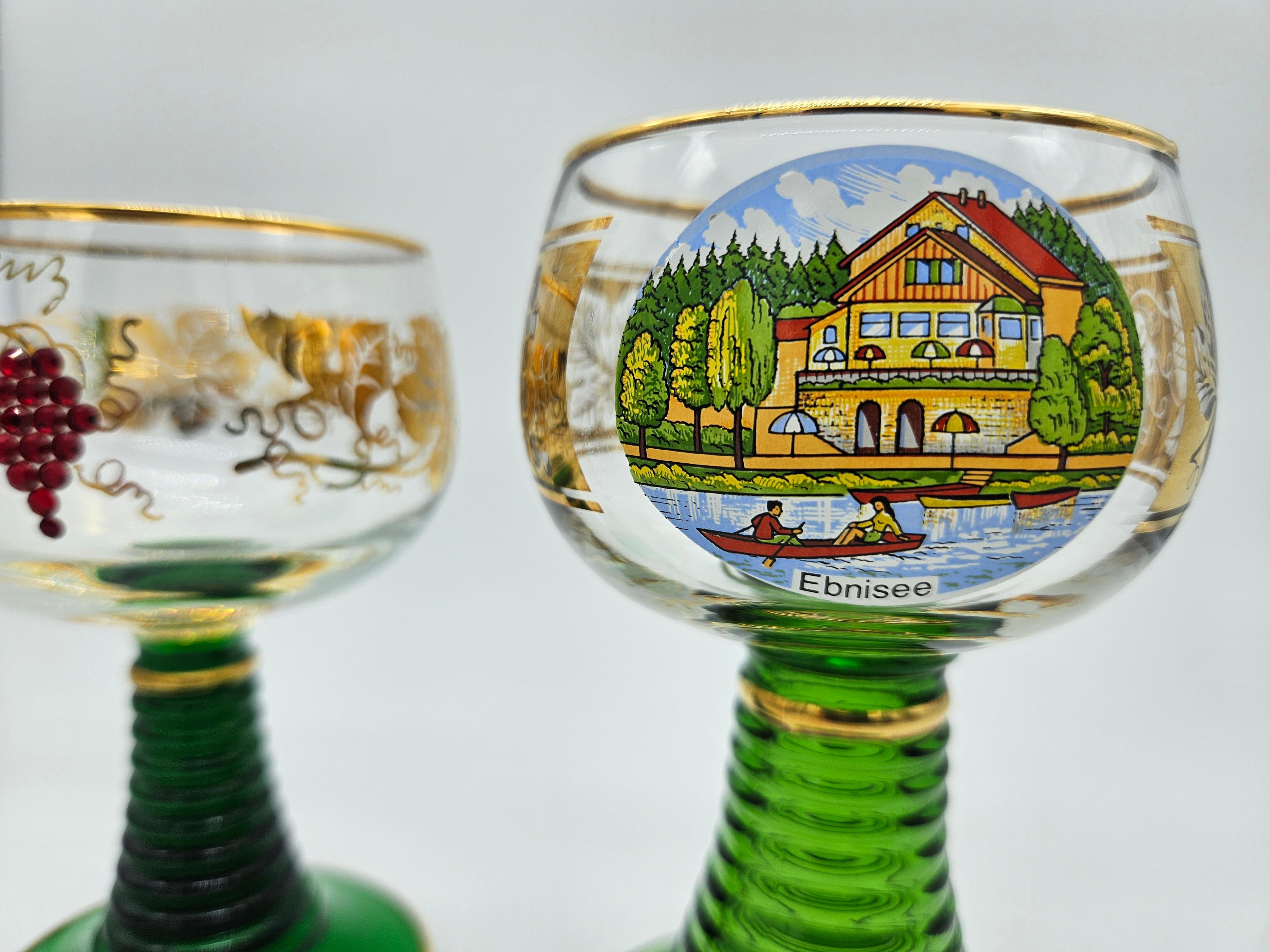 Ten gold and colored decorated glass glasses 20th century Germany For Sale 11