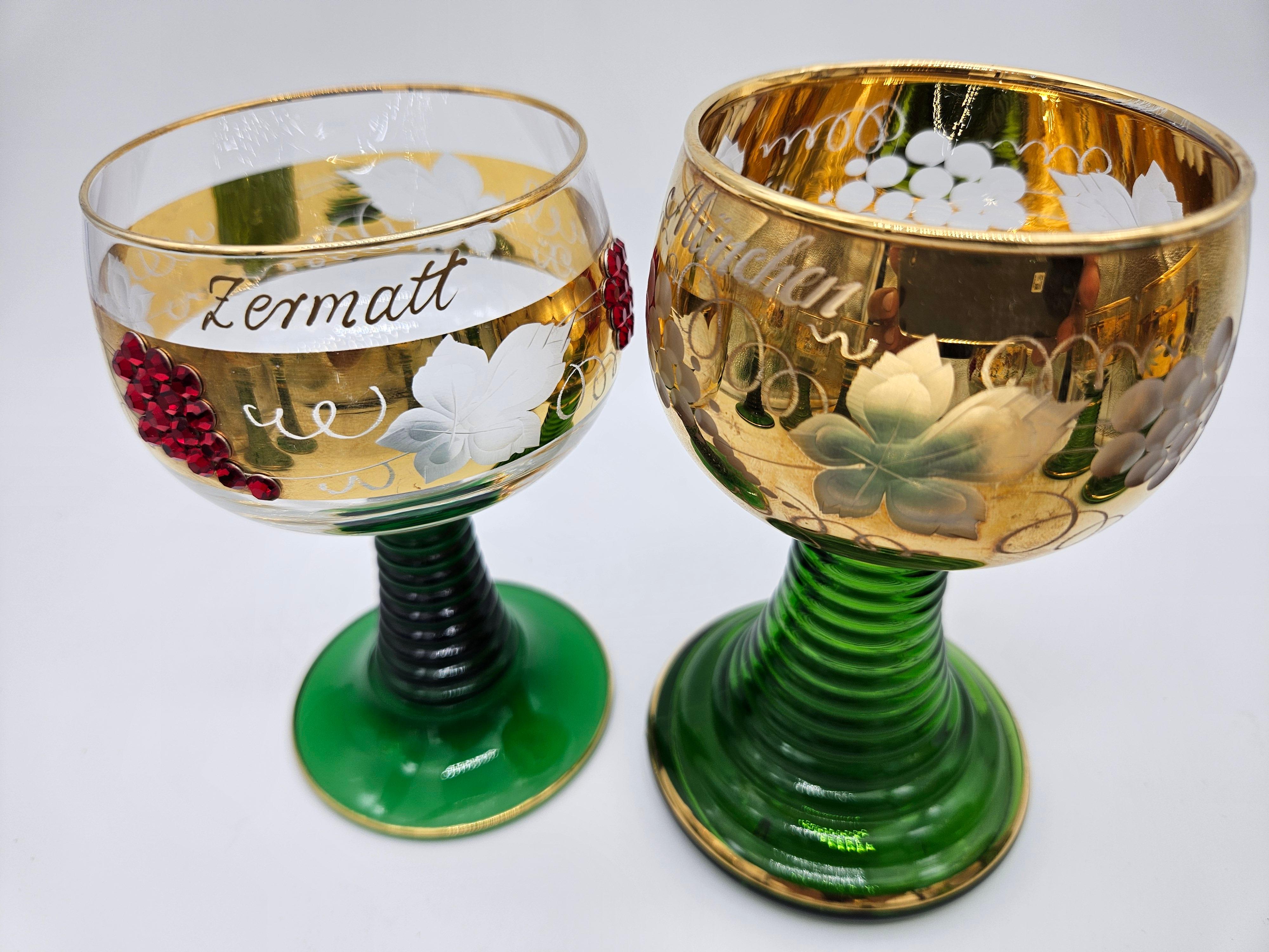 Ten gold and colored decorated glass glasses 20th century Germany For Sale 1