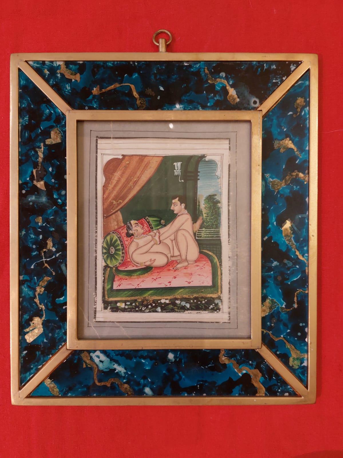 Zehn kleine Gemälde mit Illustrationen aus dem Kamasutra aus dem 19 2