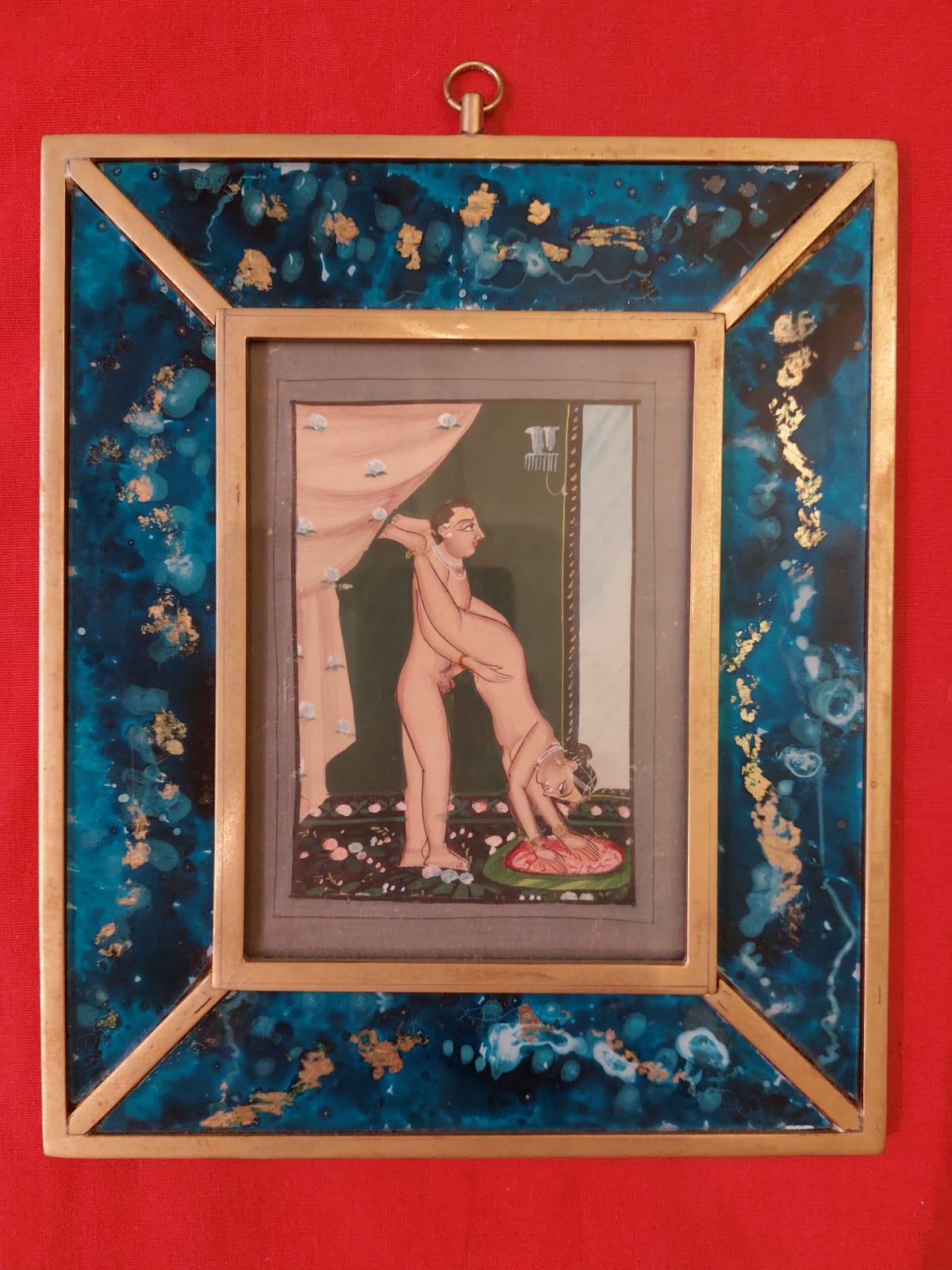 Zehn kleine Gemälde mit Illustrationen aus dem Kamasutra aus dem 19 1