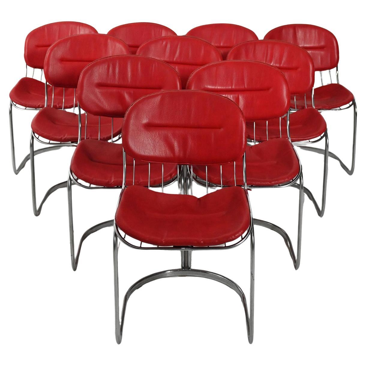 Ten 1970s chairs attributed to Gastone Rinaldi For Sale