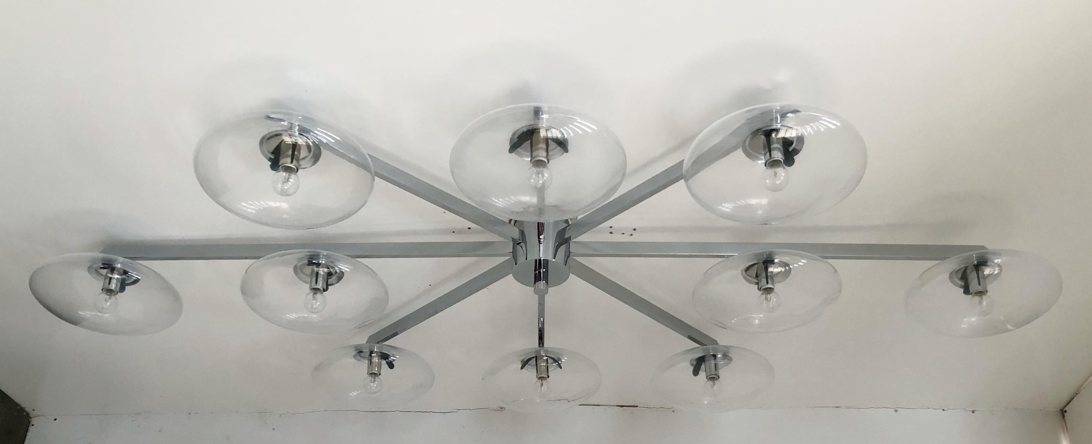 Mid-Century Modern Dieci Shade Flush Mount by Fabio Ltd For Sale