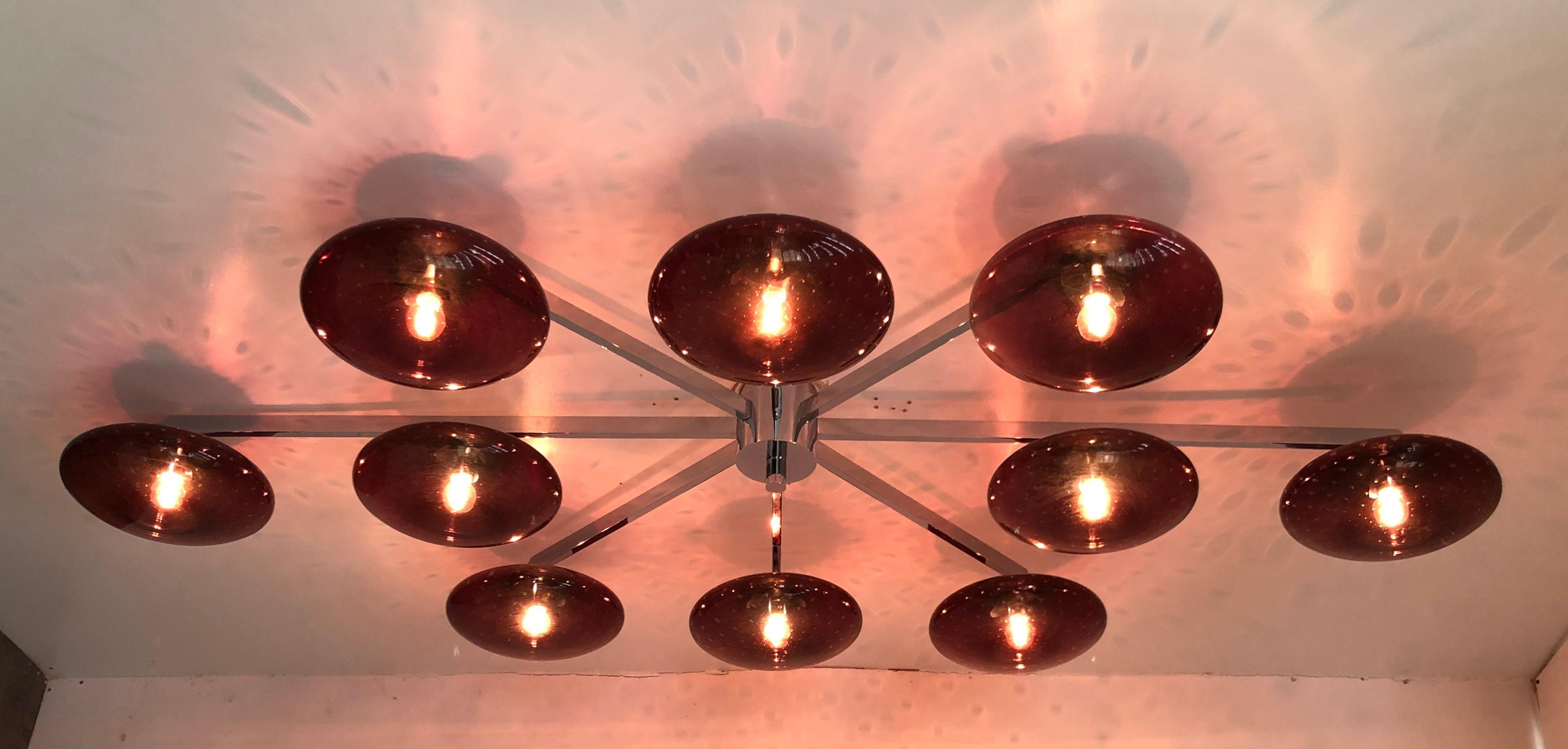 Contemporary Dieci Shade Flush Mount by Fabio Ltd For Sale