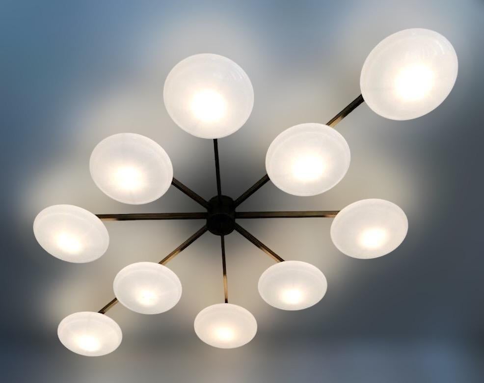 Blown Glass Dieci Shade Flush Mount by Fabio Ltd For Sale