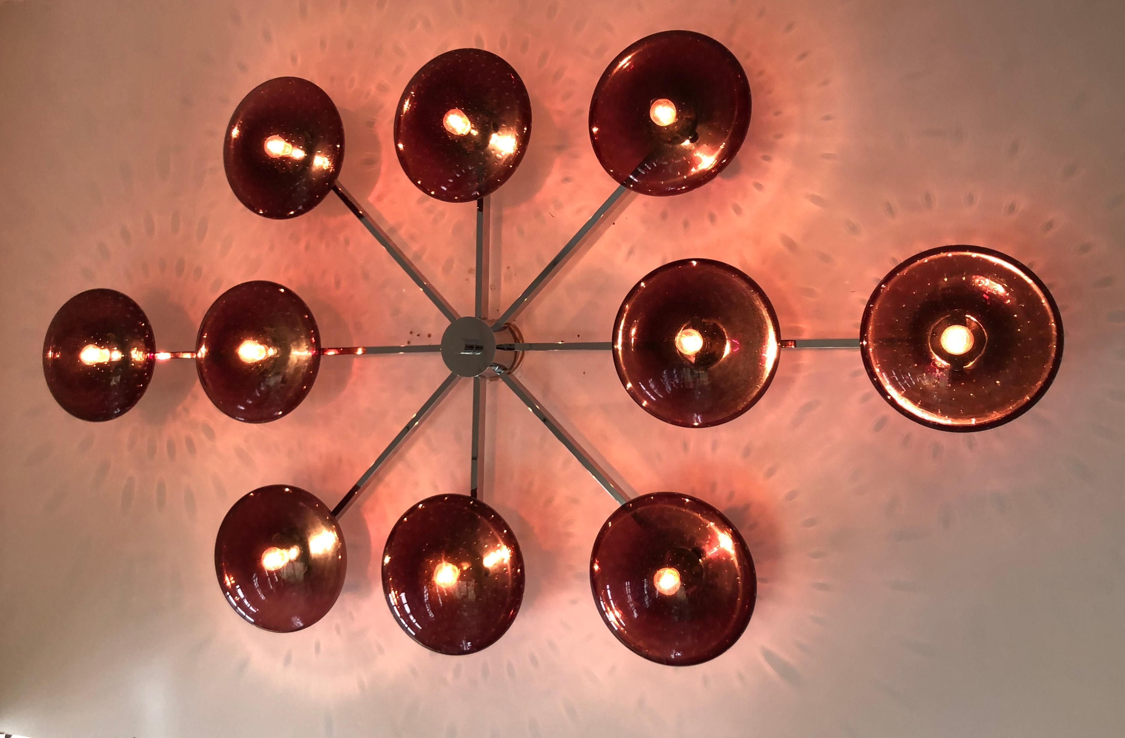 Blown Glass Dieci Shade Flush Mount by Fabio Ltd For Sale