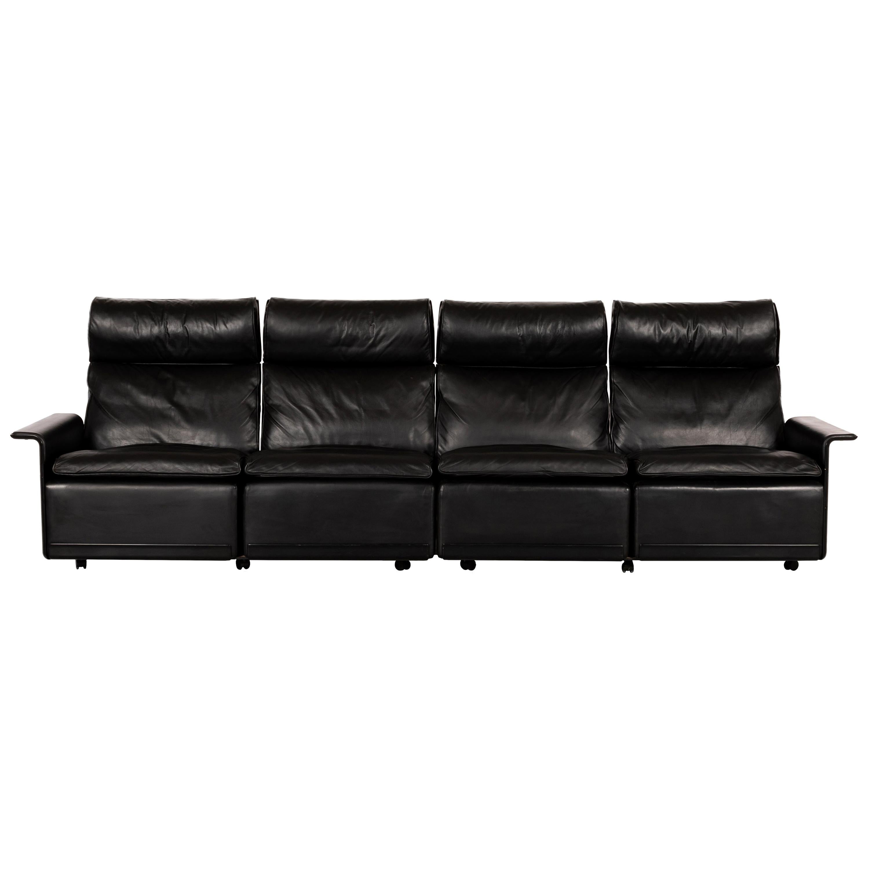 Dieder Rams sofa Model 620 High back and black leather for Vitsoe