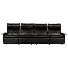 Dieder Rams Sofa Modell 620 Hohe Rückenlehne und schwarzes Leder für Vitsoe