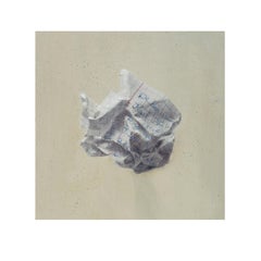 Oil on canvas painting of a wad of paper