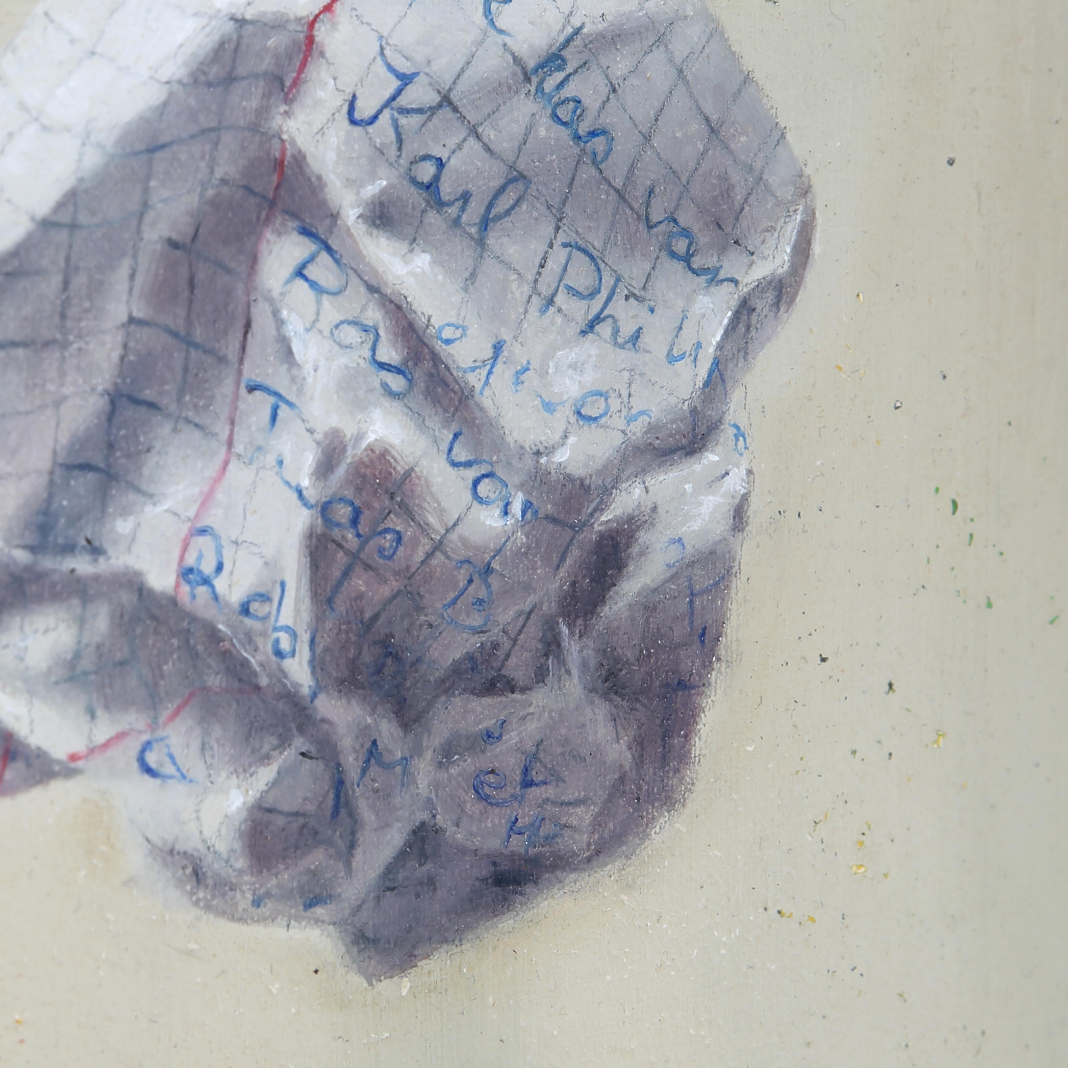 Oil on canvas painting of a wad of paper im Angebot 1