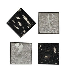 "Untitled 4" by Diego Anaya - minimal black and white set of mirror paintings