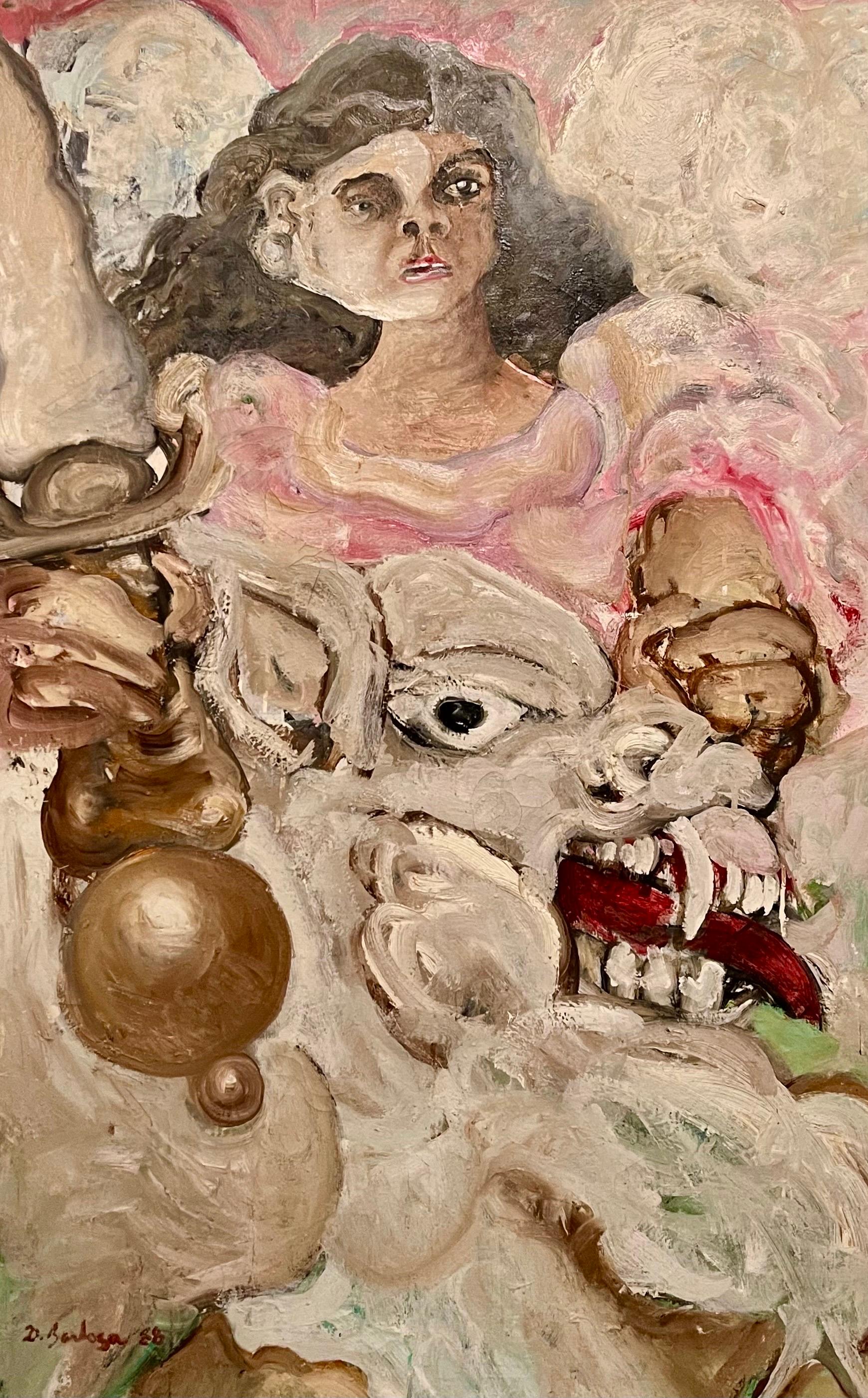 Large Venezuelan Expressionist Oil Painting Diego Barboza Latin American Master For Sale 1