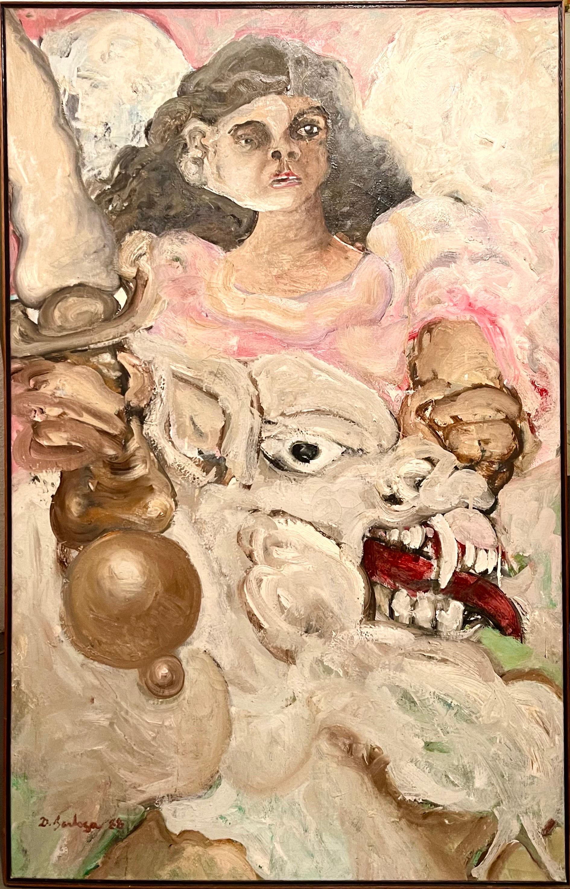 Grande peinture à l'huile expressionniste vénézuélienne de Diego Barboza, maître latino-américain 