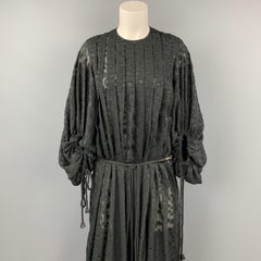 DIEGO BINETTI Size XS Black & Silver Polyester Pleated Long Nucleus Dress