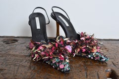 Diego Dolcini early 2000s Tinsel Disco Sling back Court Shoe High Heels  39 / 6