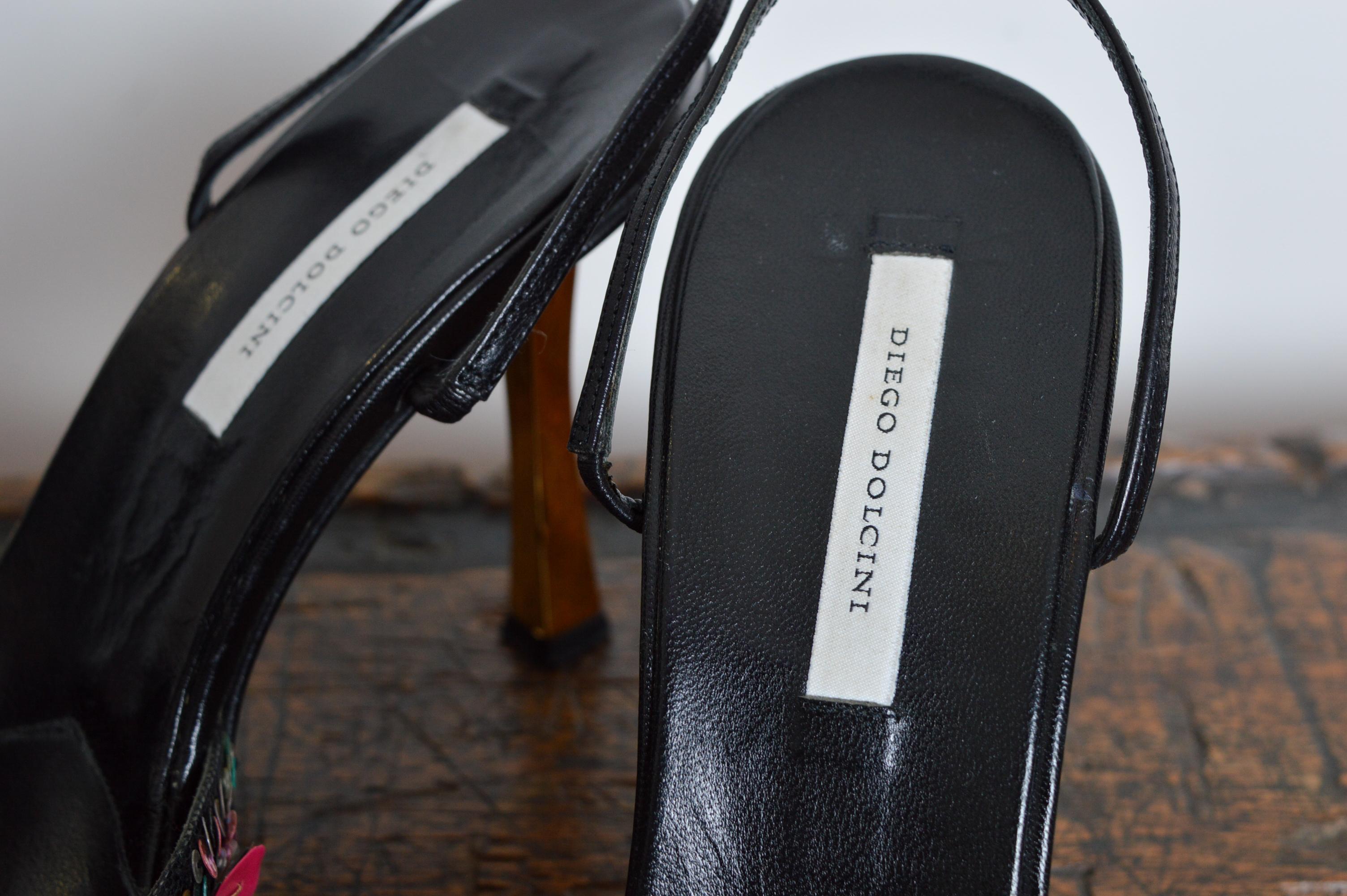 Diego Dolcini early 2000s Tinsel Disco Sling back Court Shoe High Heels  39 / 6 For Sale 2