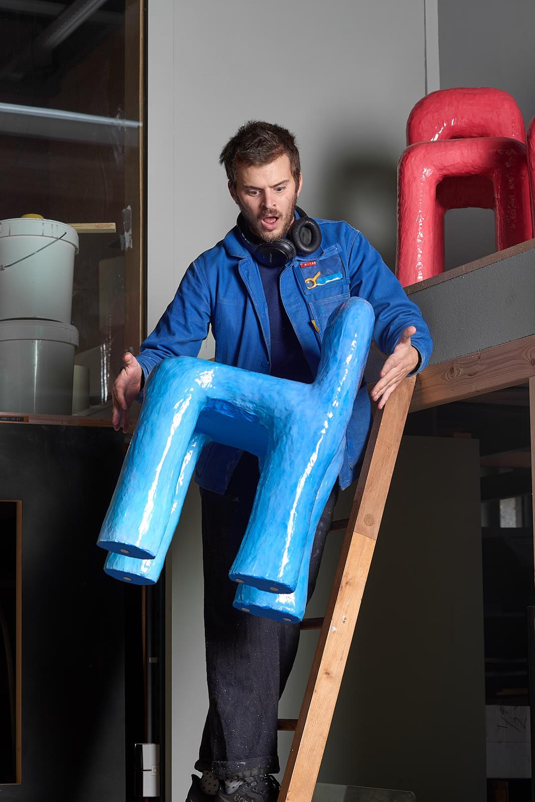 Contemporary Diego Dough Stool Made in 643 Minutes by Diego Faivre Minute Manufacture Designs For Sale