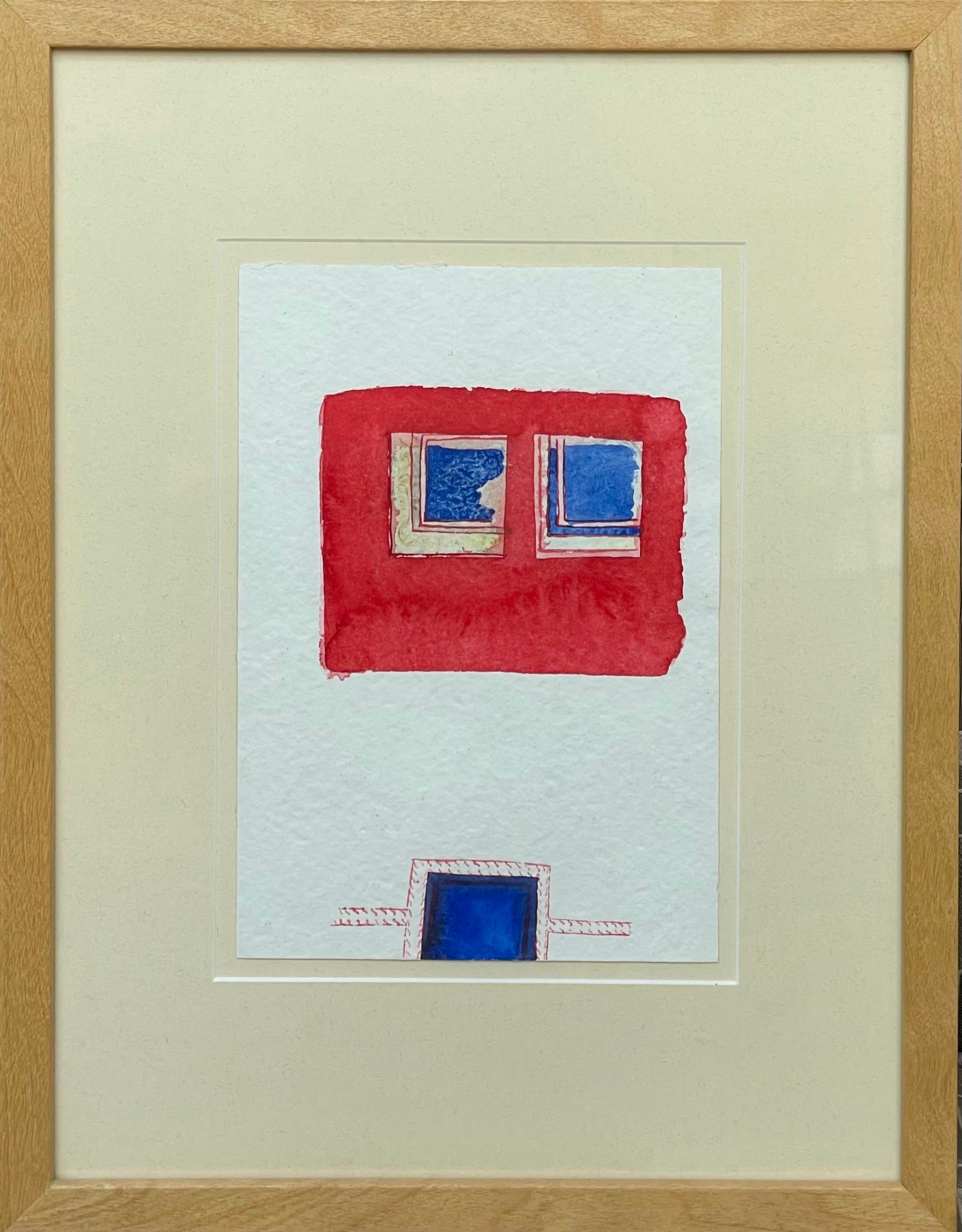 Rodi: acquerello italiano moderno di paesaggio greco astratto e architettura - Painting di Diego Esposito