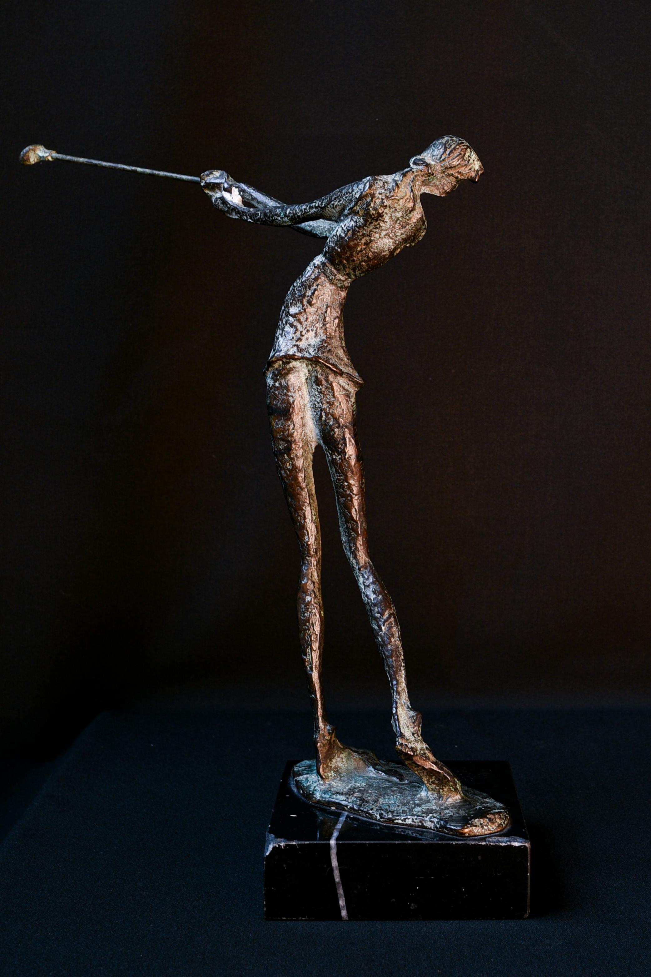 Bronze statue of a female golf player on a marble foot, after Giacometti 4