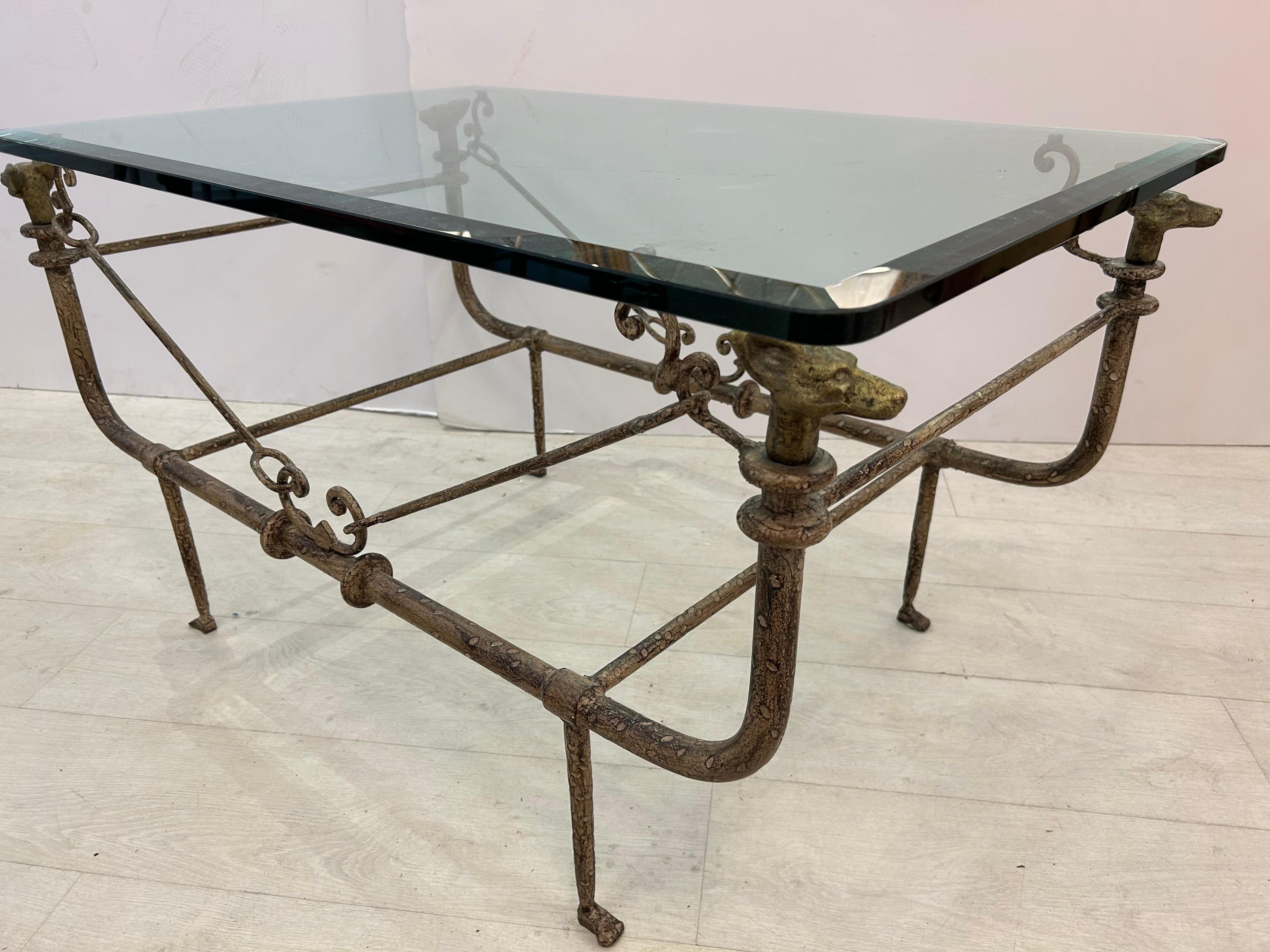 Américain Table basse style Diego, Giacometti, en bronze et fer en vente