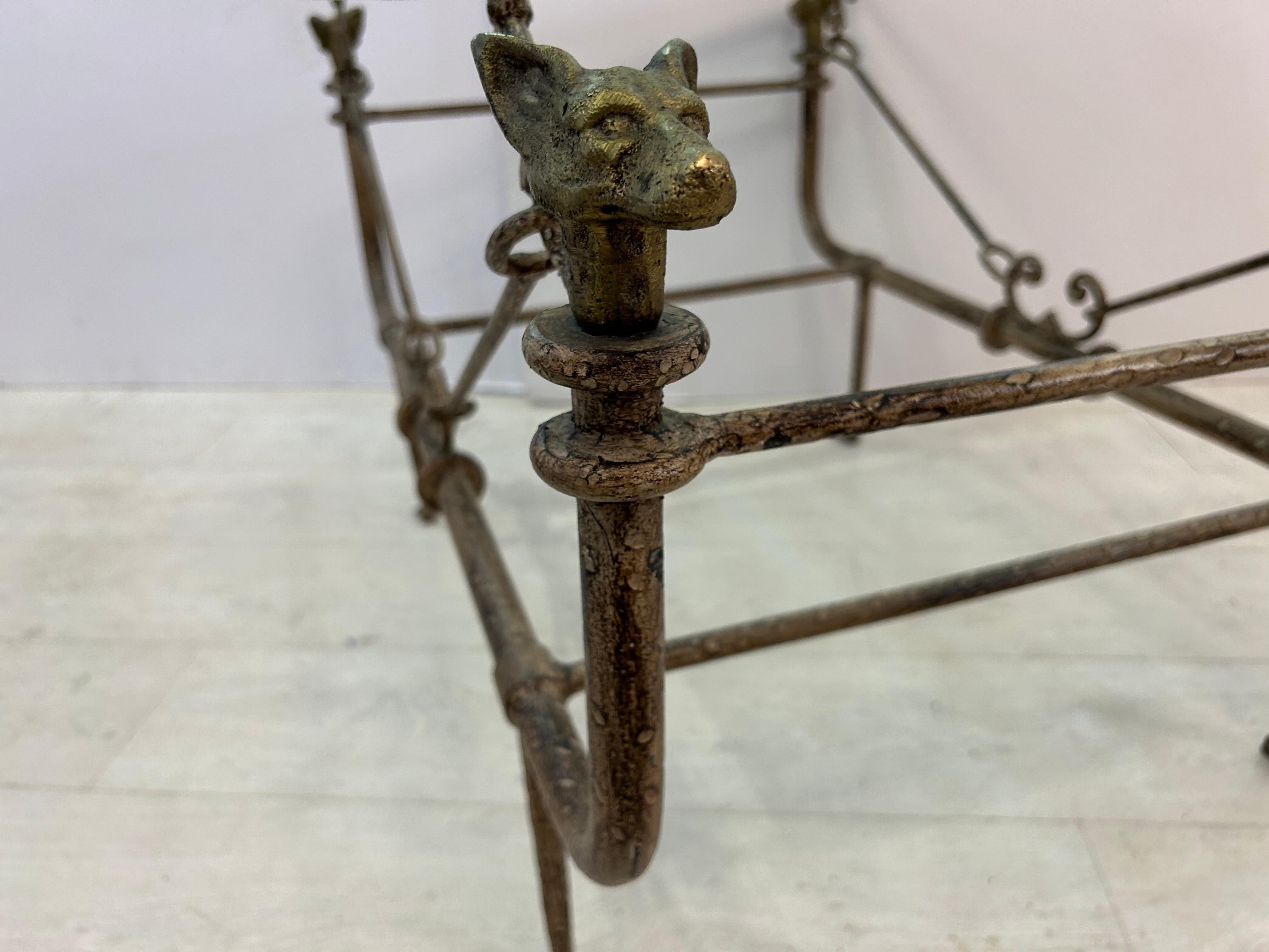 Forgé Table basse style Diego, Giacometti, en bronze et fer en vente