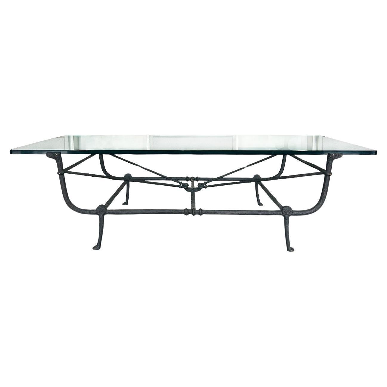 Diego Giacometti Stil Bronze & Glas Couchtisch im Angebot