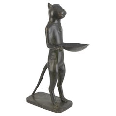 Estatua de bronce estilo Diego Giacometti "le chat maitre d'hotel" Francia 1970