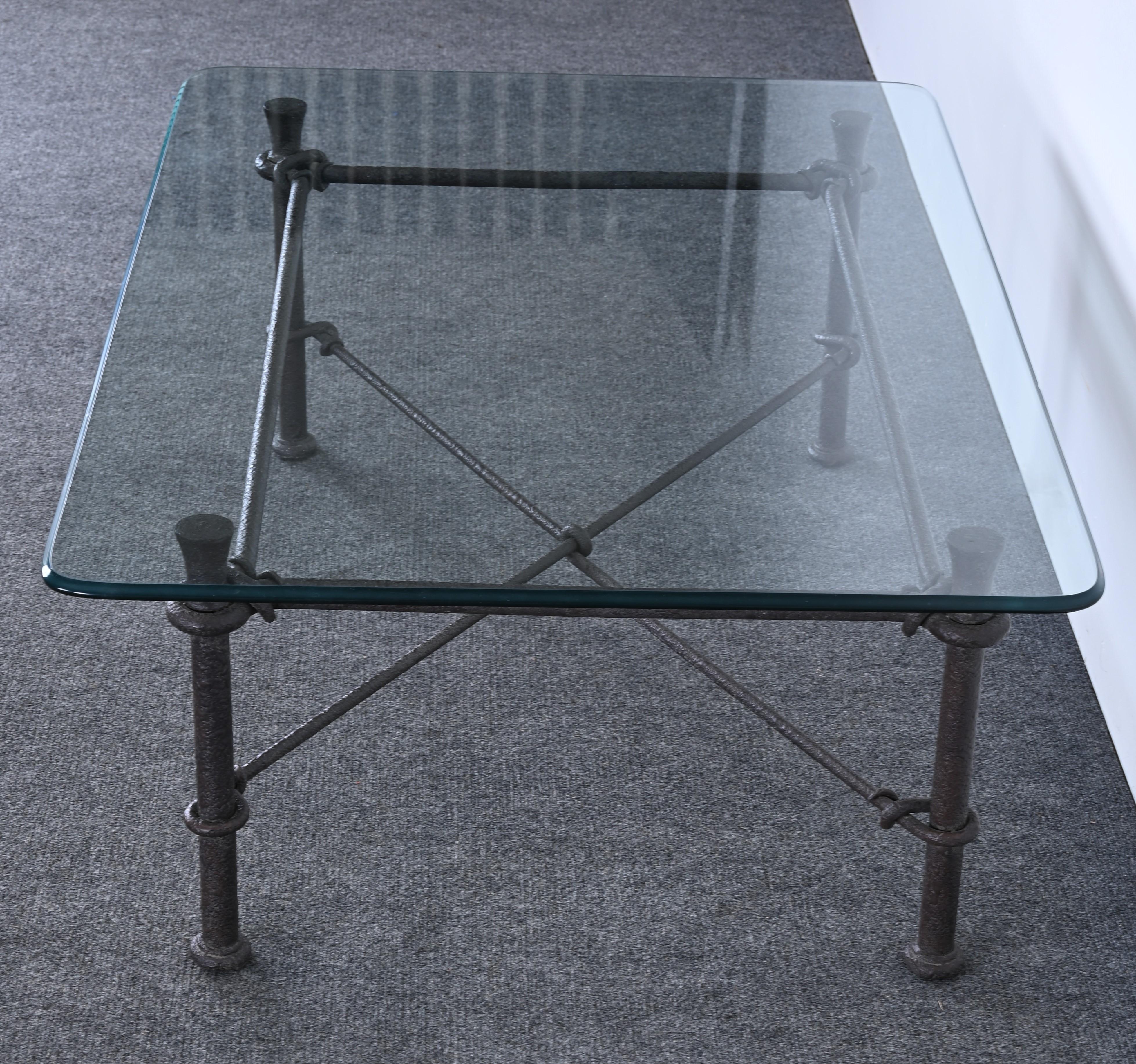 Steel Diego Giacometti Style Coffee Table, 1980s