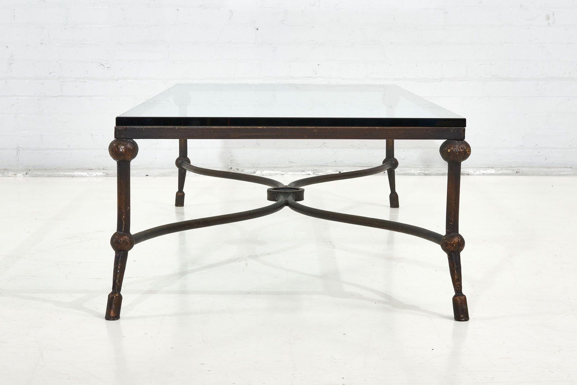 Diego Giacometti Style Coffee Table, Bronze Finish In Good Condition In Chicago, IL