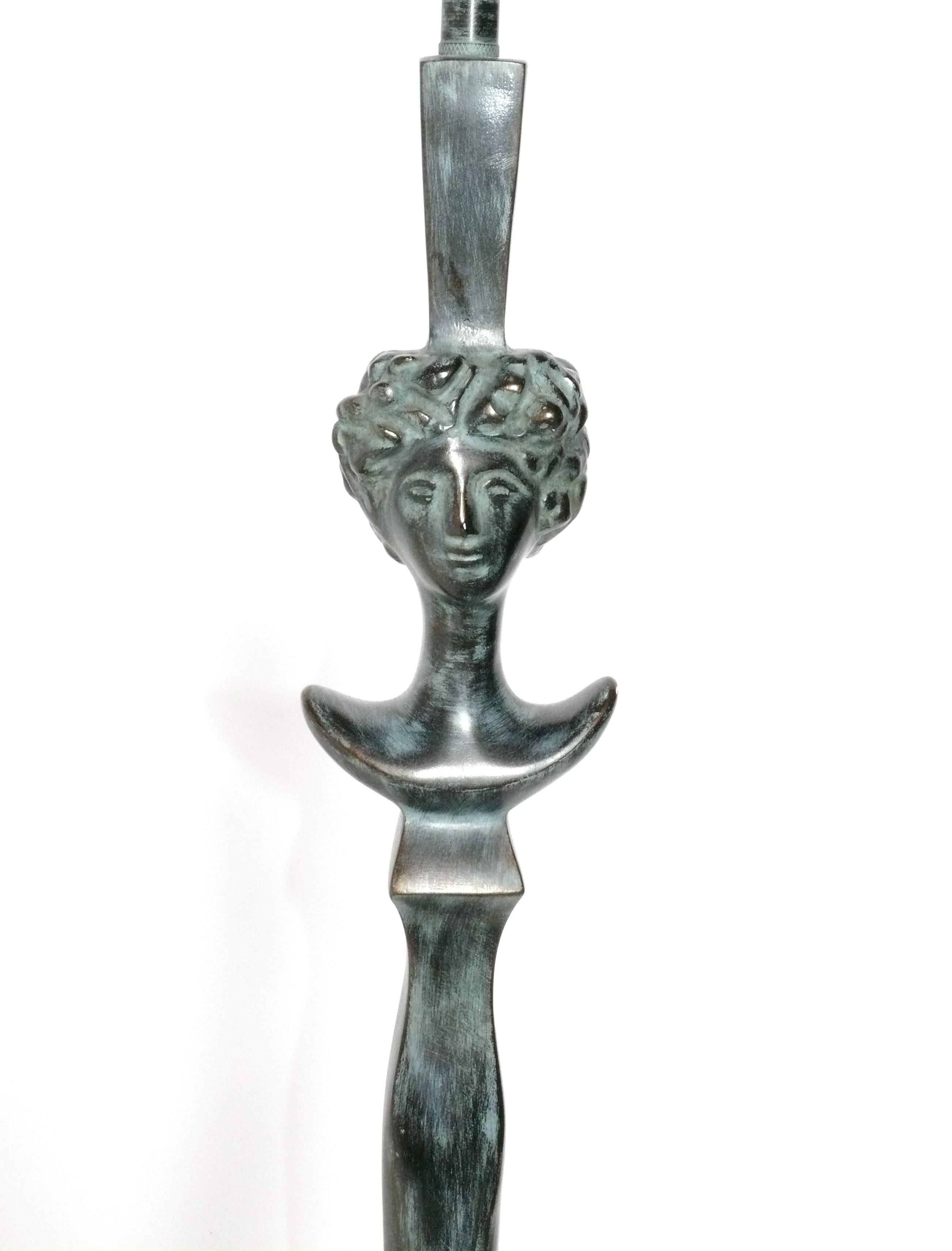 Mid-Century Modern Diego Giacometti Style Floor Lamp in Verdigris Bronze Finish For Sale