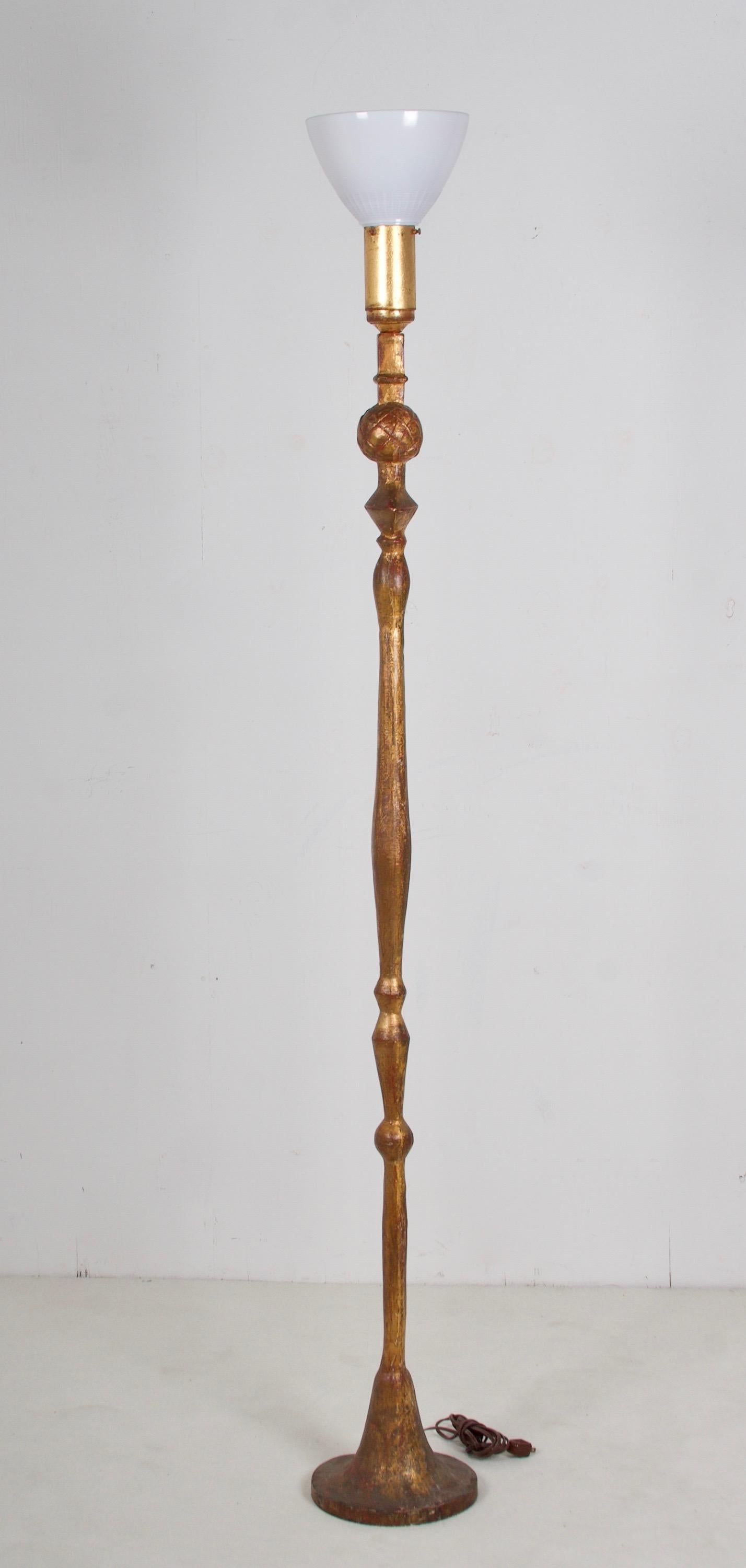 Hollywood Regency Gilded Bronze, Pomme de Pin Torchere, after the model by Giacometti, Hanschen &G