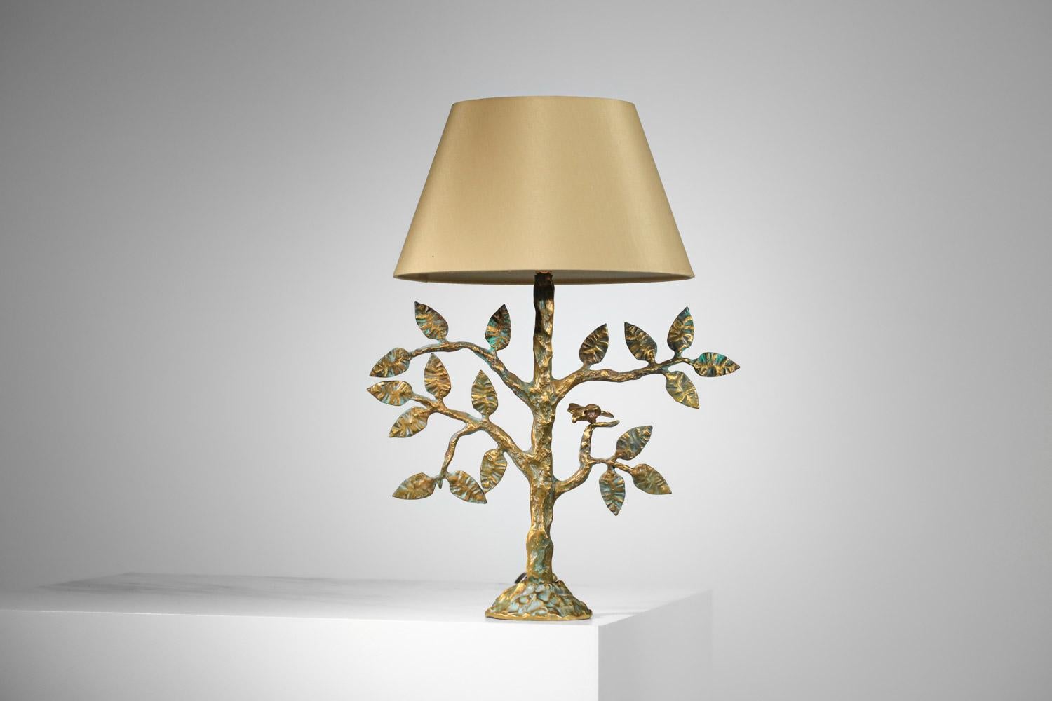 Diego Giacometti-style gilt bronze tree-leaf table lamp  3