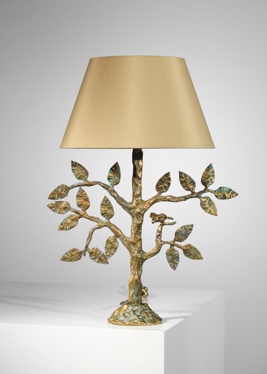Diego Giacometti-style gilt bronze tree-leaf table lamp  4
