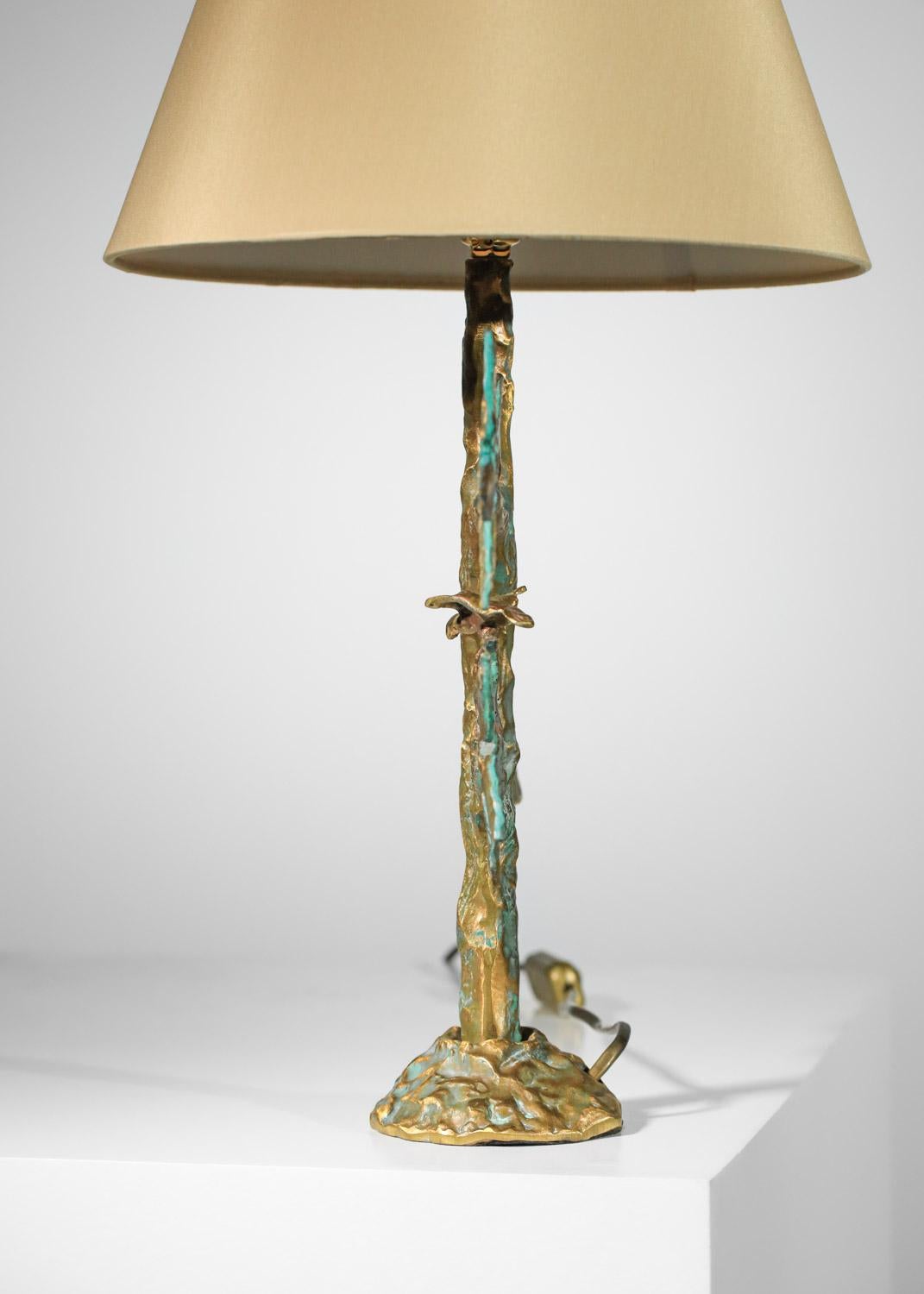 Diego Giacometti-style gilt bronze tree-leaf table lamp  5