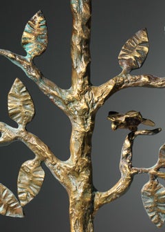 Diego Giacometti-style gilt bronze tree-leaf table lamp