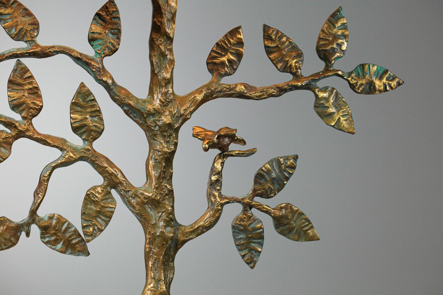 Diego Giacometti-style gilt bronze tree-leaf table lamp  1
