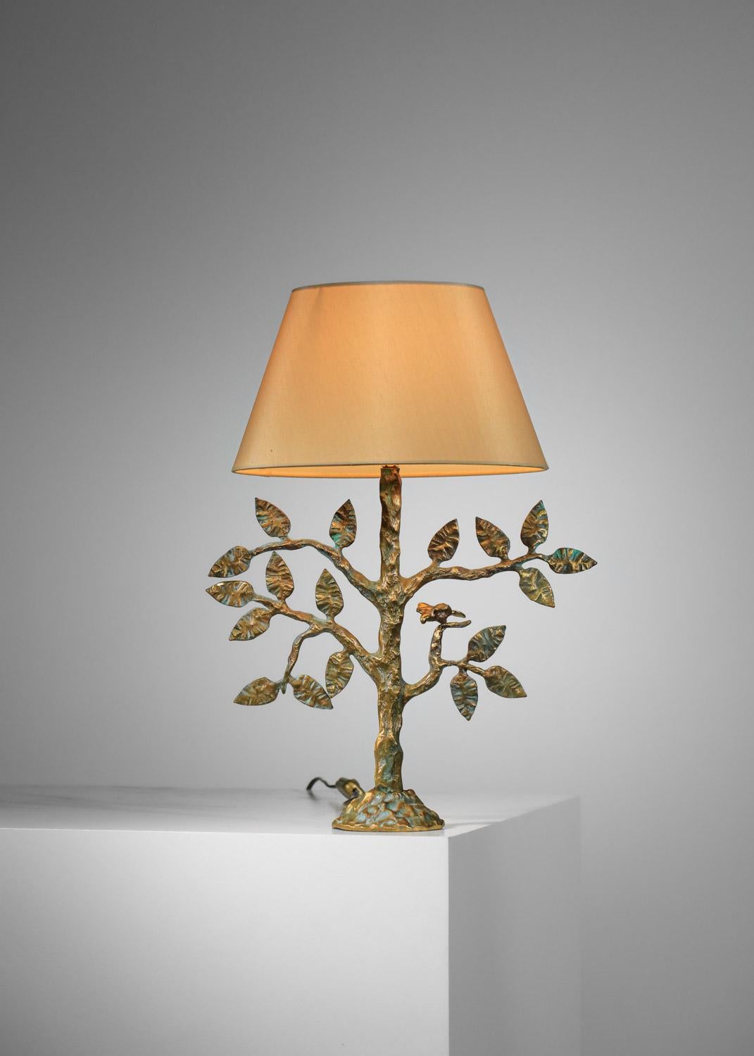 Diego Giacometti-style gilt bronze tree-leaf table lamp  2