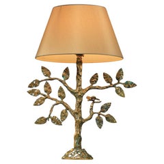 Diego Giacometti-style gilt bronze tree-leaf table lamp 