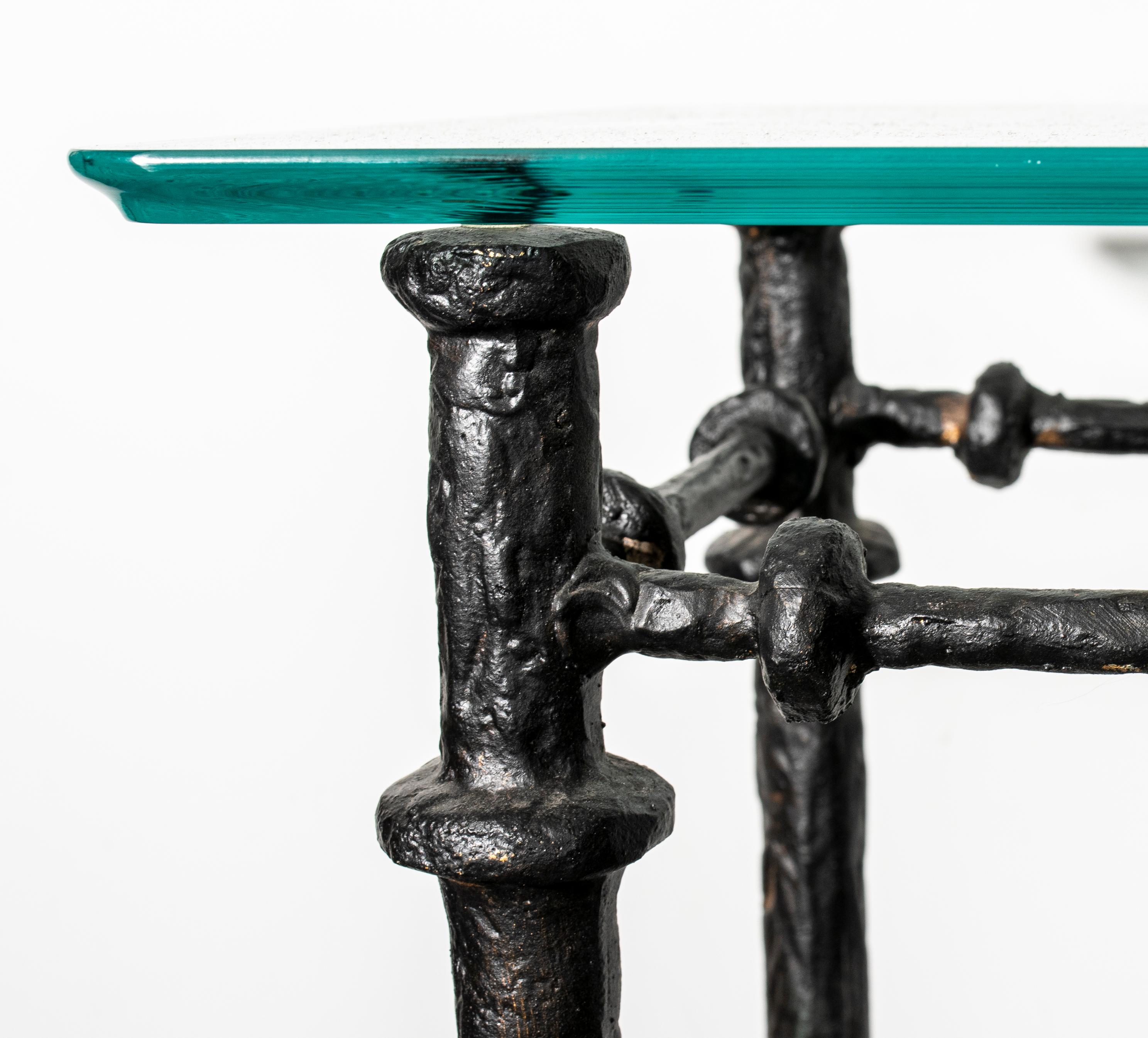 Diego Giacometti Style Glass Top Console Table In Good Condition In New York, NY
