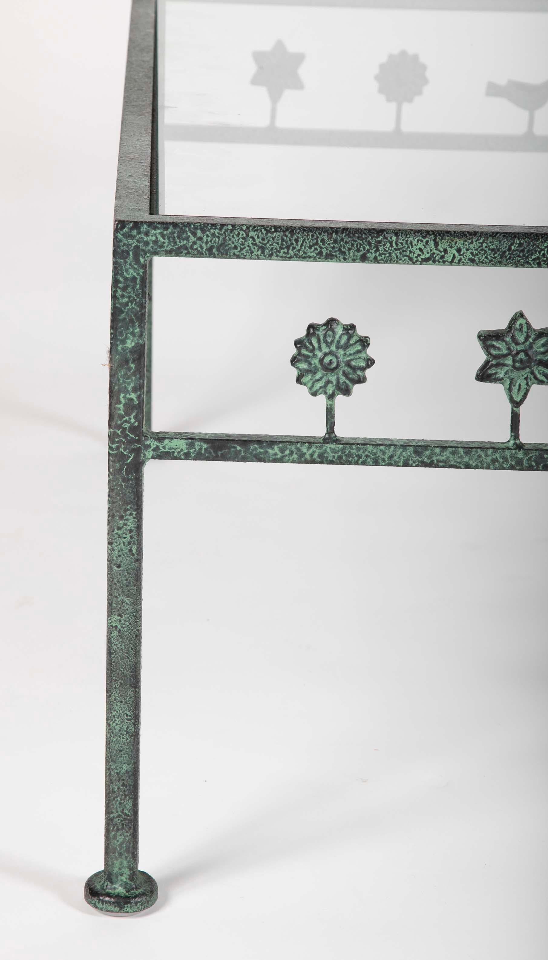 20th Century Diego Giacometti Style Iron and Glass Coffee Table